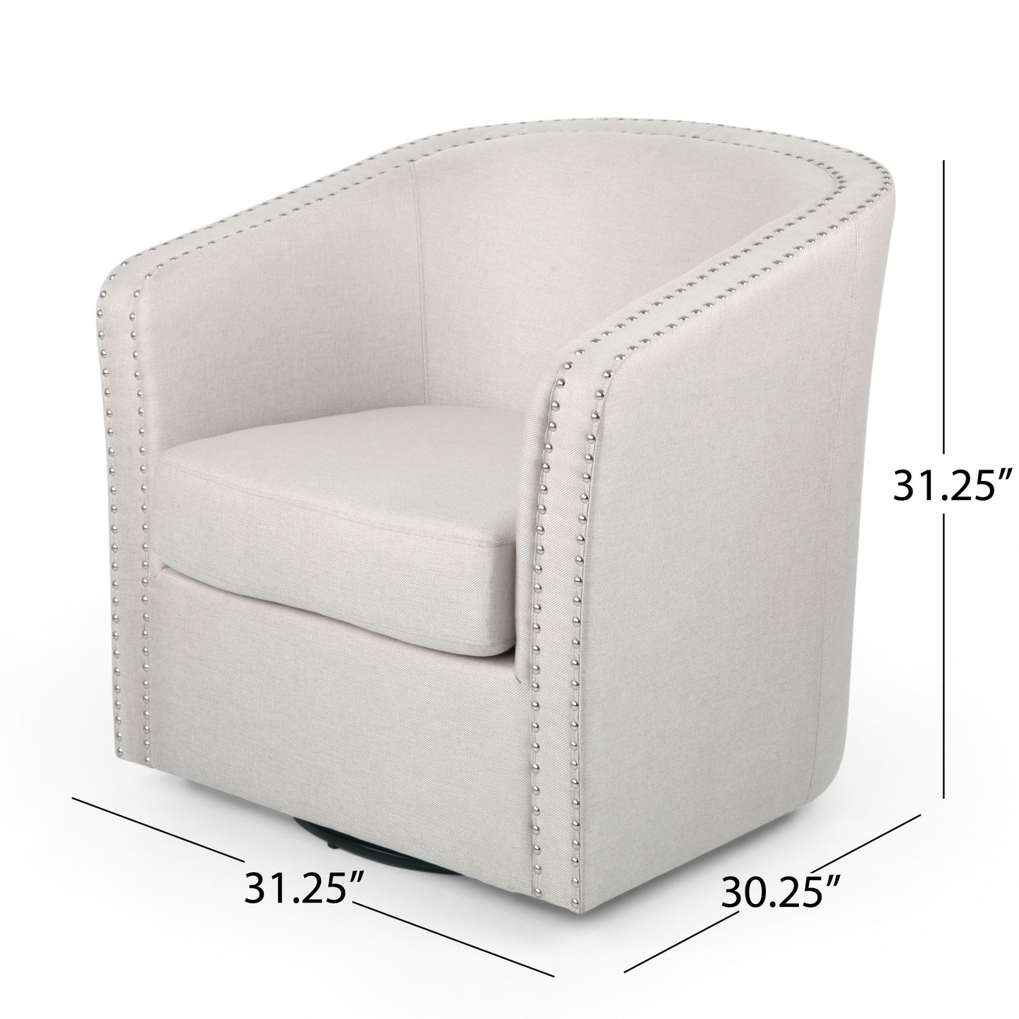 Riverbed - Upholstered Swivel Chair With Nailhead Trim And Sloped Arms - Wheat
