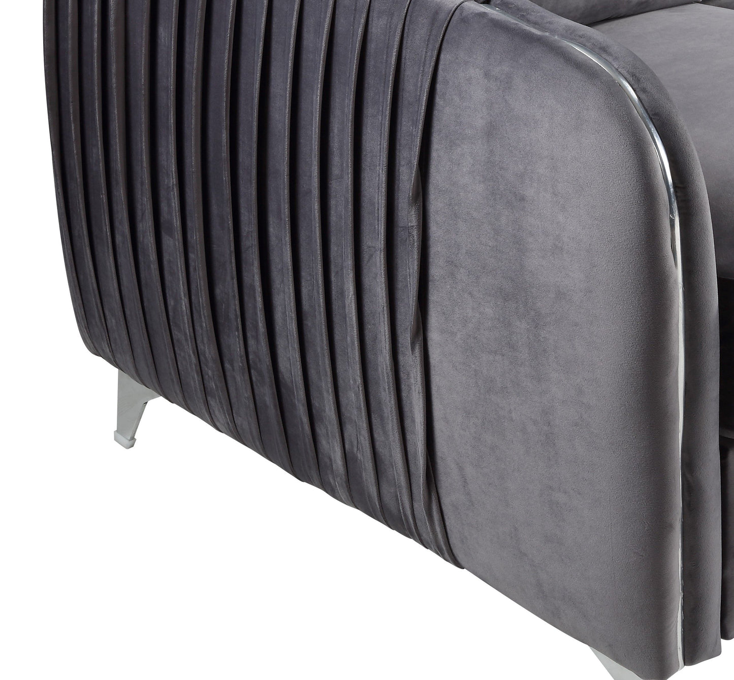 Hathaway - Velvet Modern Chic Accent Armchair - Gray