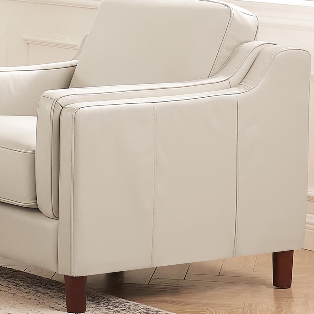 Bella-Top Grain Leather Chair - Beige / White