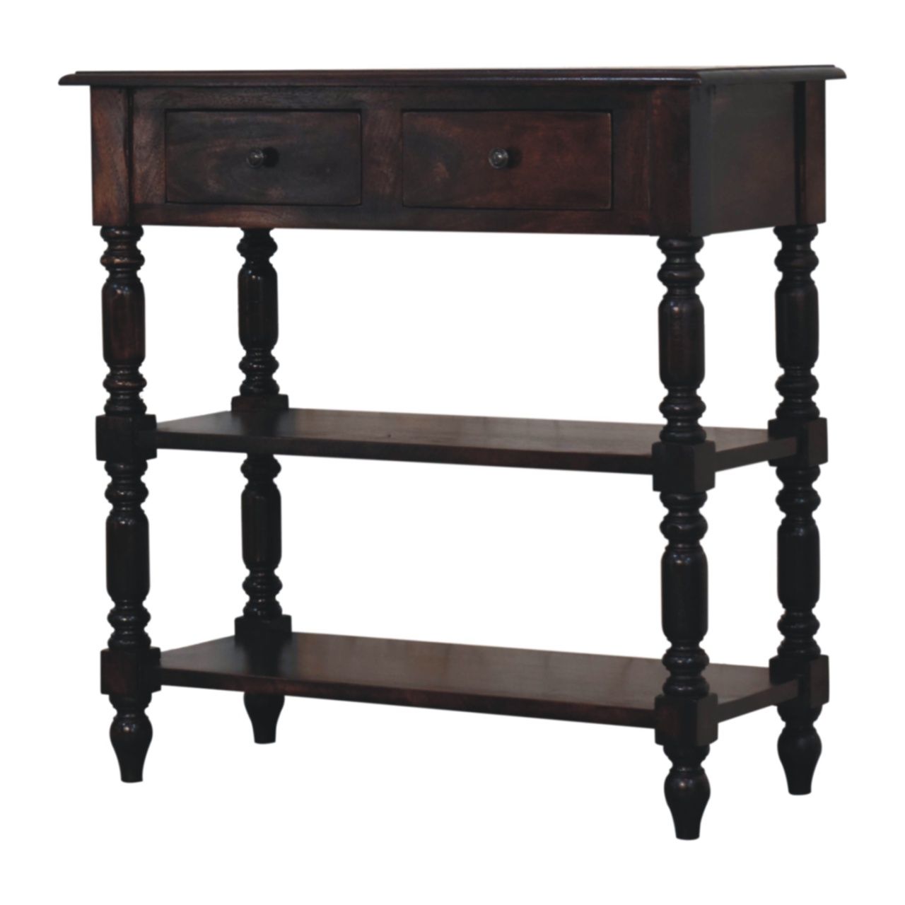 Turned Legs Side Table - Brown