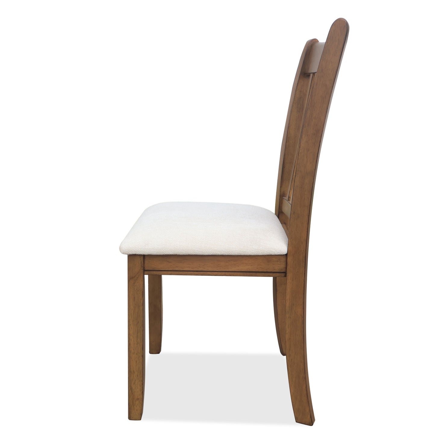 Modern Dining Chair (Set of 2) Wooden Back, Cushion Seats, Frame - Light Brown
