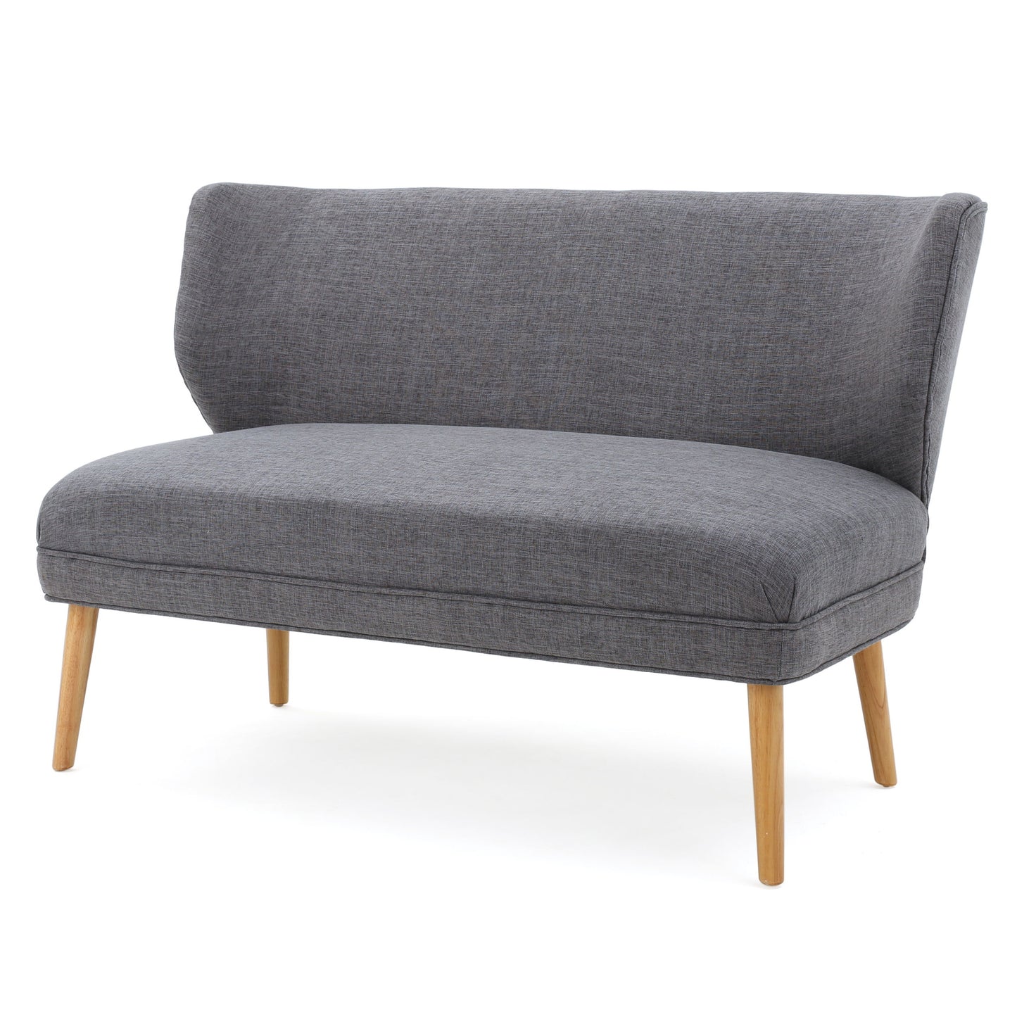 Classic Upholstered Loveseat With Curved Backrest - Gray