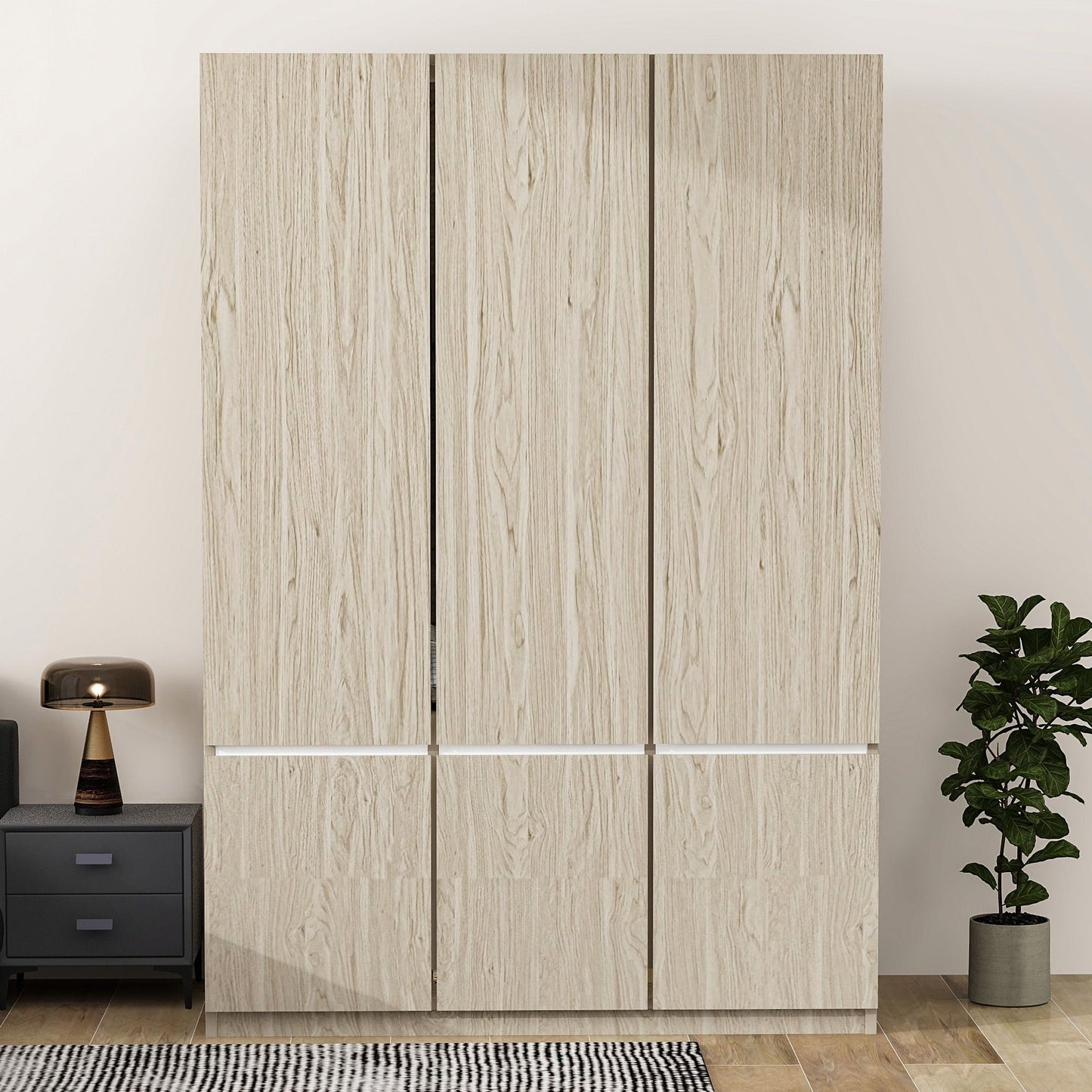 6 Doors Wardrobe Storage For Bedroom - Nature