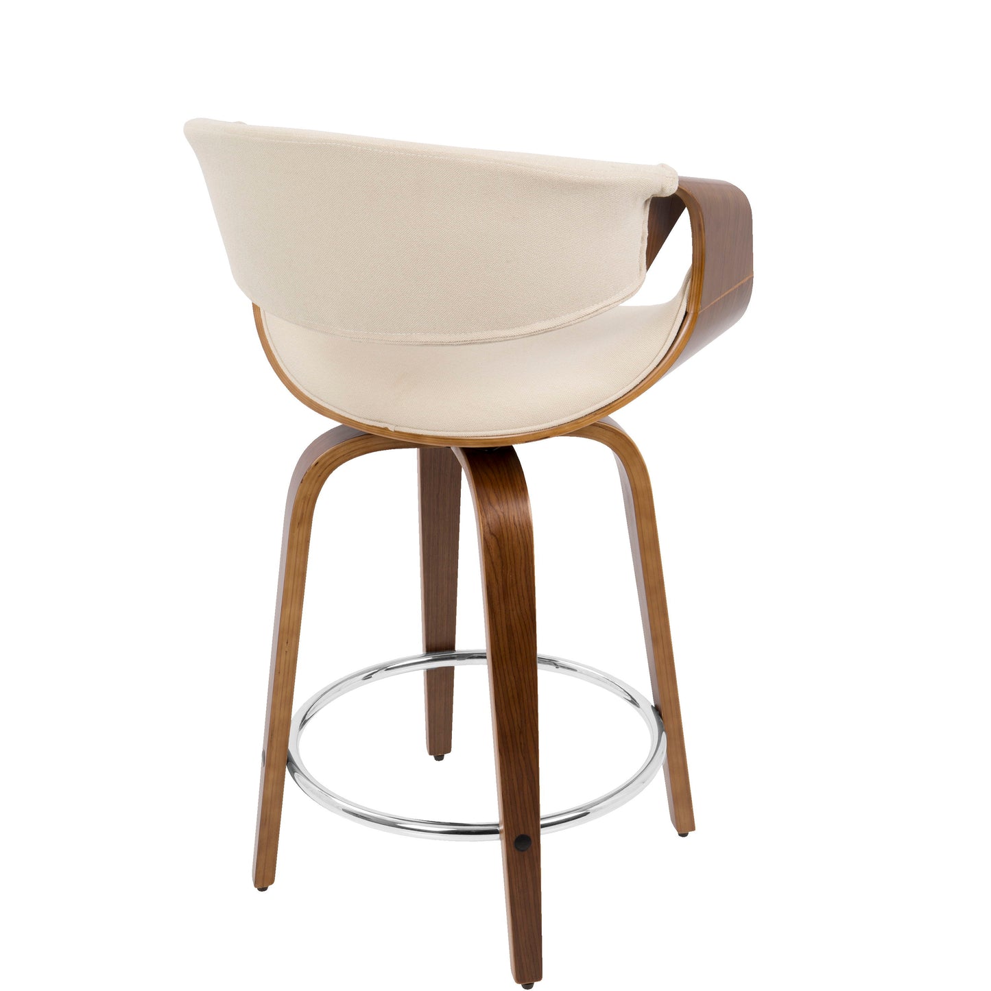 Curvini - Mid-Century Modern Counter Stool (Set of 2) - Walnut / Cream