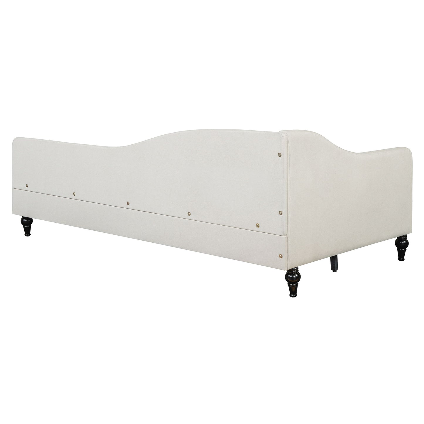 Twin Size Modern L Shaped Linen Daybed With Legs - Beige