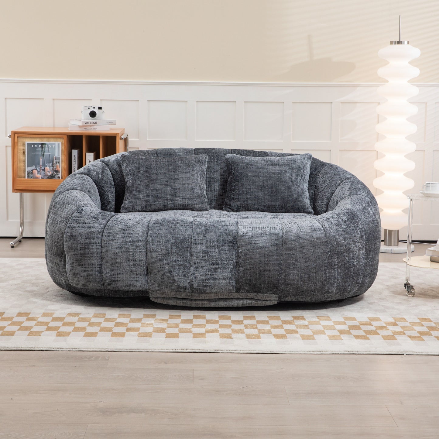 Contemporary Bean Bag Sofa Lazy Sofa Durable Comfort Lounger For Indoor & Outdoor Use - Gray