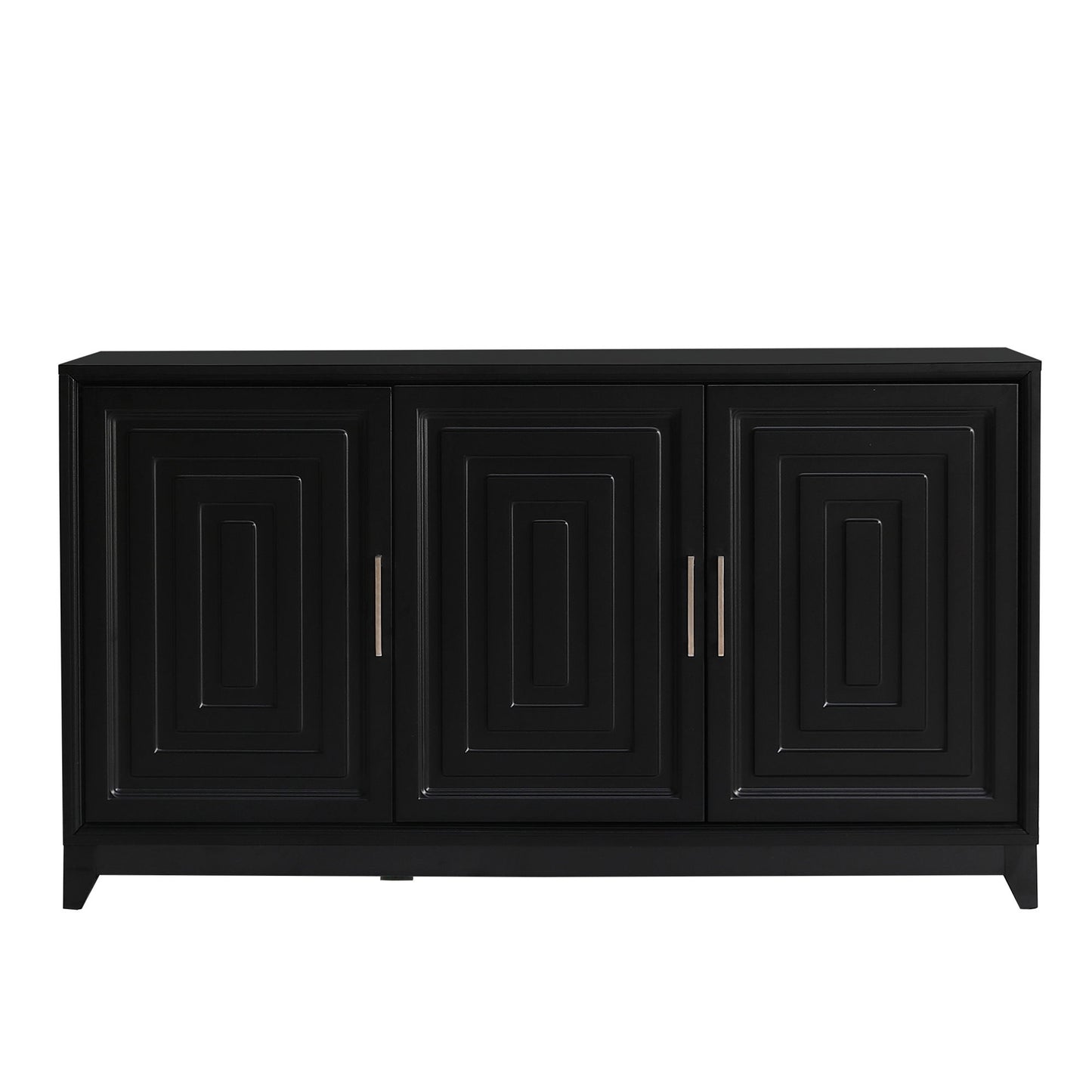 TV Stand For TVs Up To 65", Modern Entertainment Center Media Console Cabinet With 2 Spacious Storage Space, Solid Wood Legs For Living Room - Black