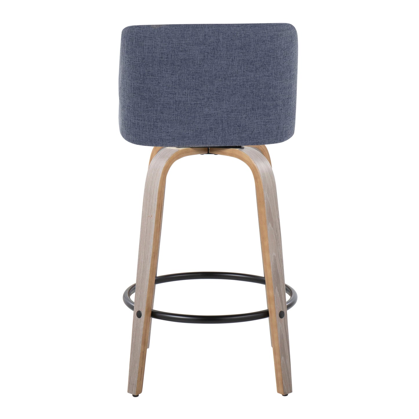 Toriano - Contemporary Fixed Height Counter Stool With Swivel With Round Footrest (Set of 2) - Light Gray / Blue