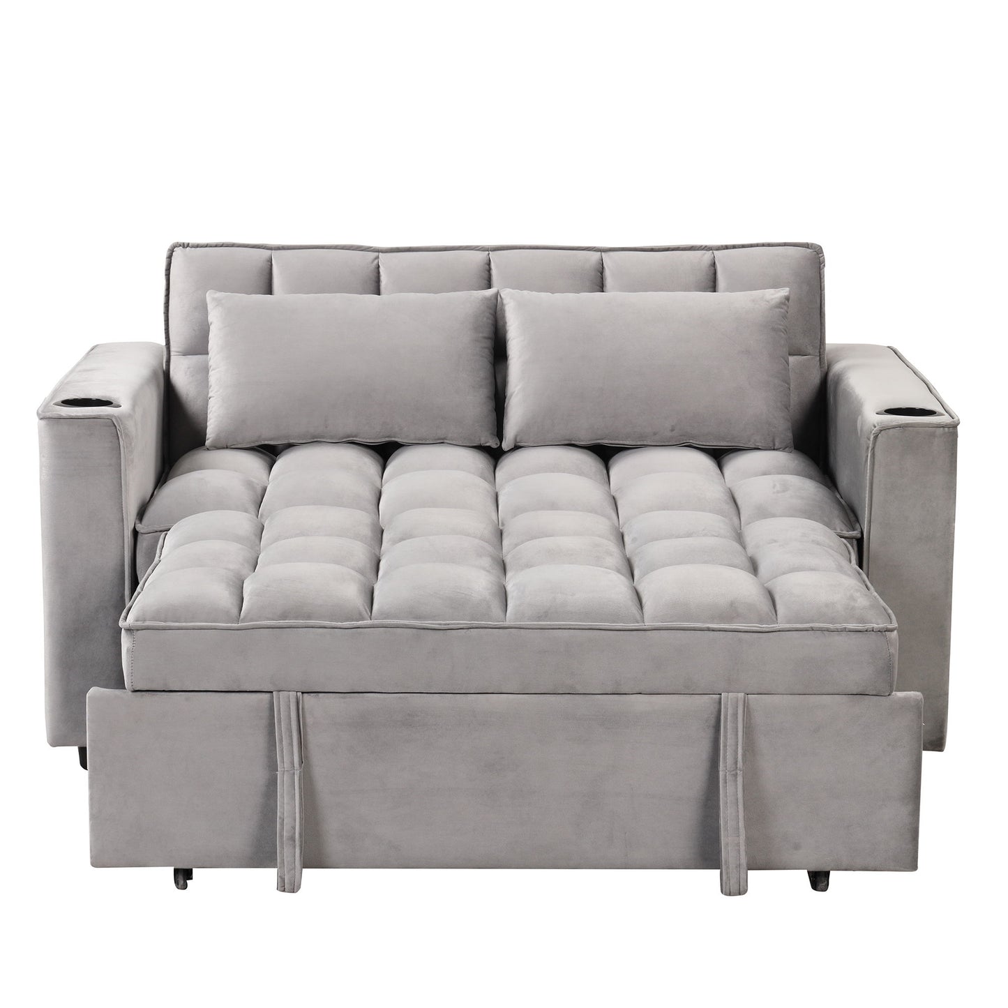 Multi Functional Sofa Bed With Cup Holder And USB Port For Living Room Or Apartments - Gray