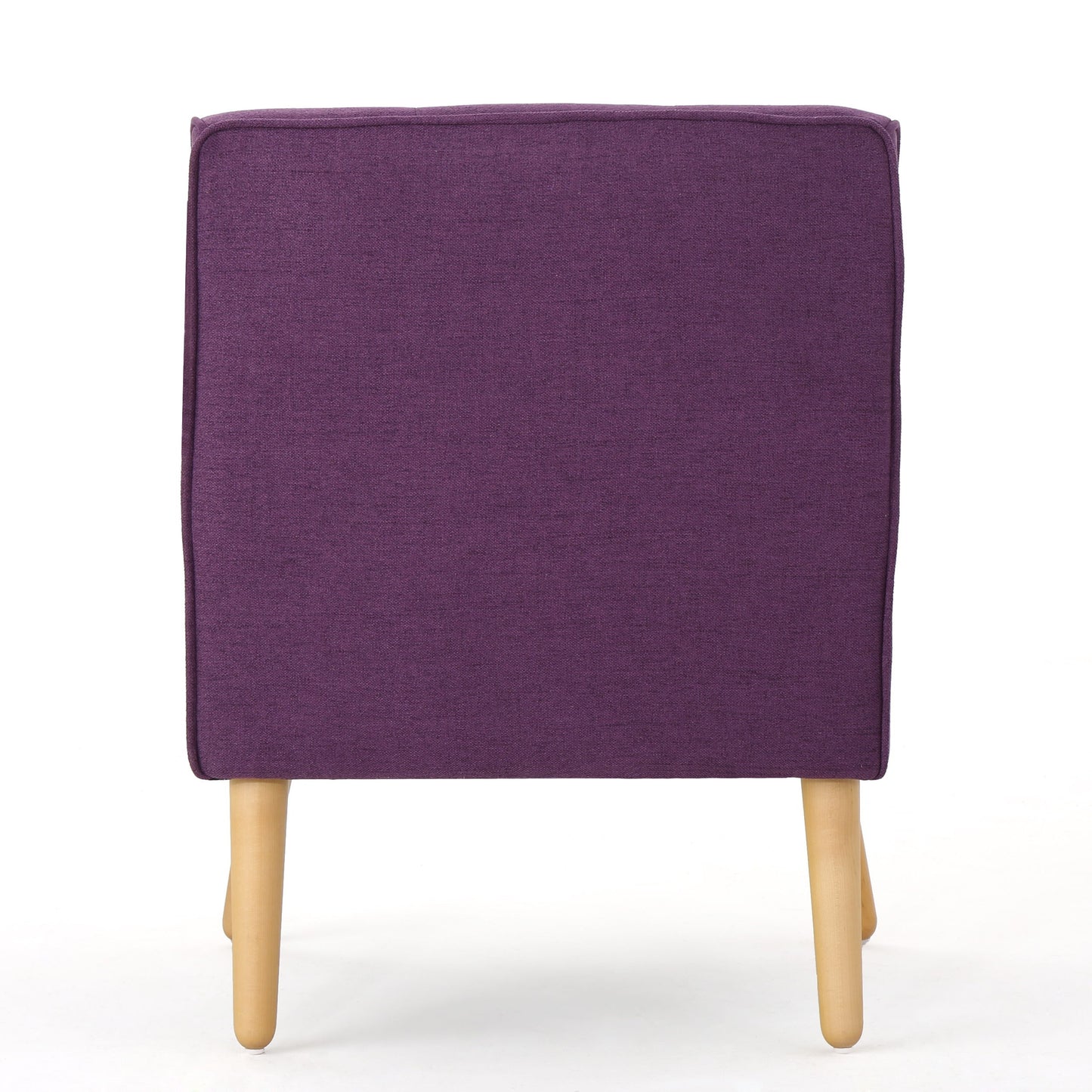 Modern Arm Chair With Tufted Back Fabric And Birch Wood Legs - Purple