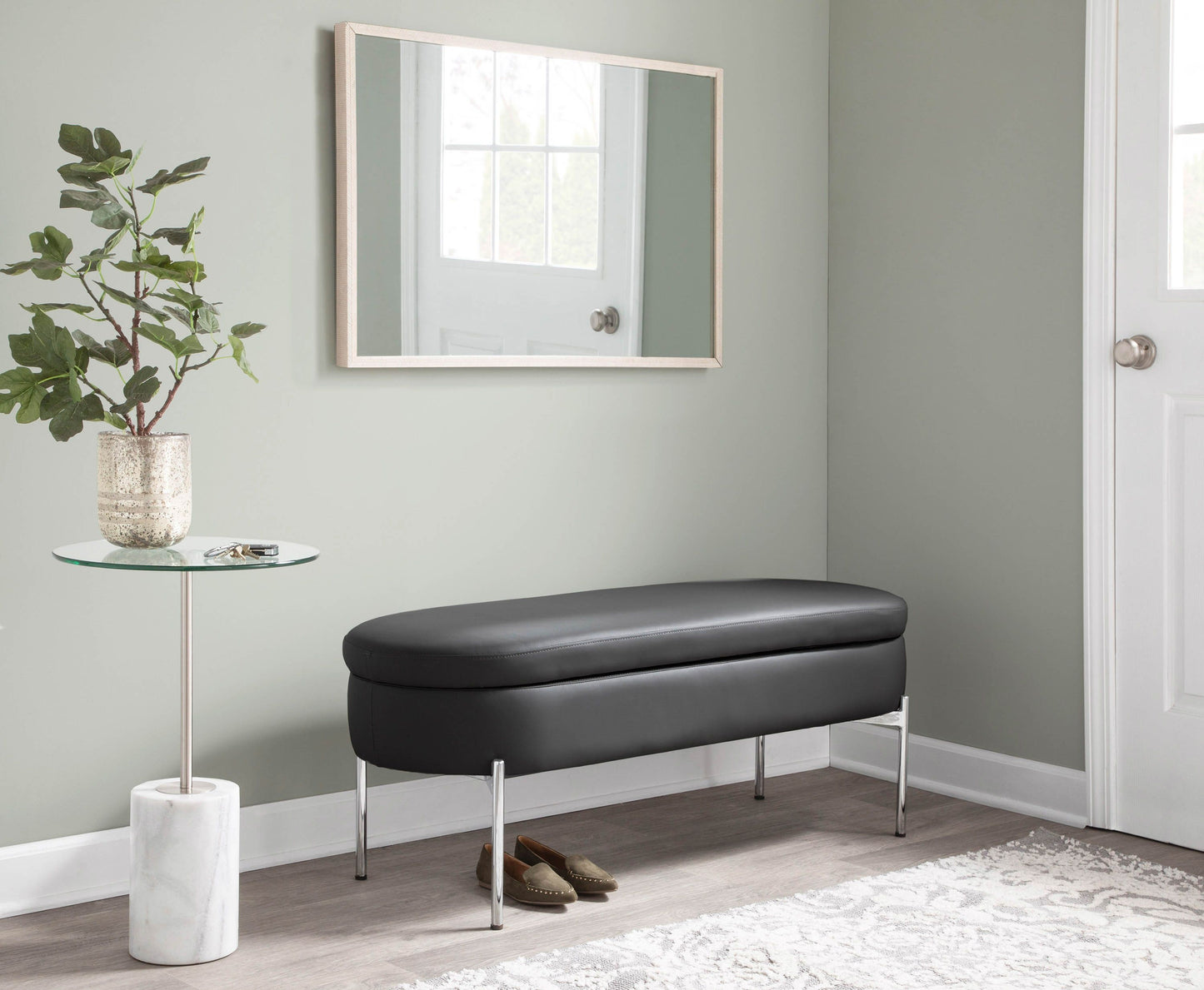 Chloe - Contemporary / Glam Bench - Chrome / Black