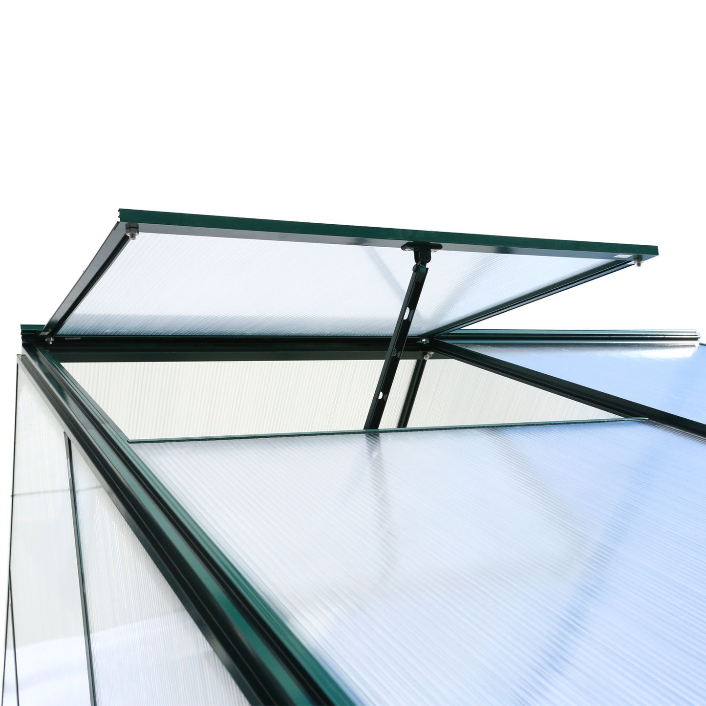 6.3'x8.2'x7' Polycarbonate Greenhouse, Heavy Duty Outdoor Aluminum Walk-In Green House Kit With Rain Gutter, Vent And Door For Backyard Garden - Green