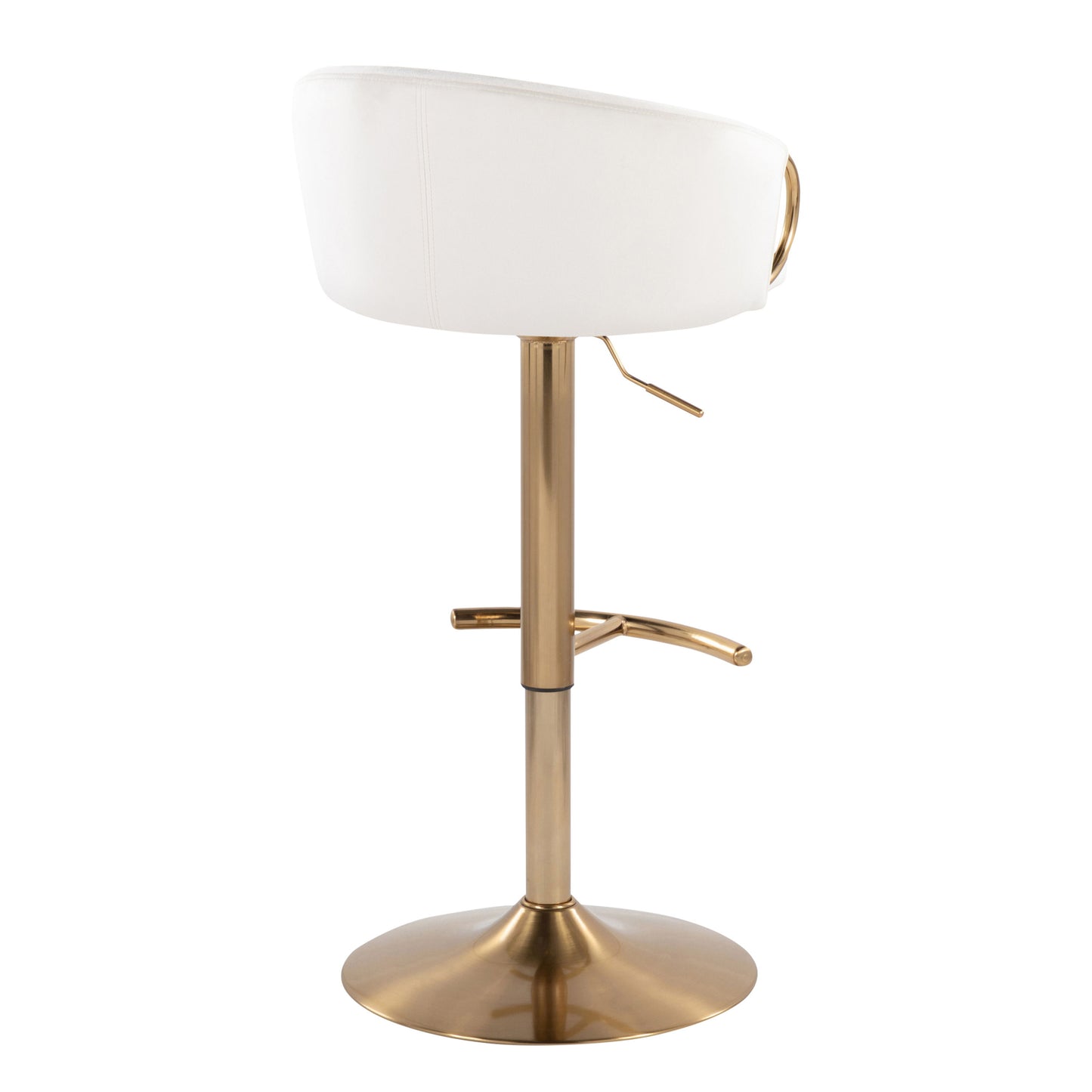 Claire - Contemporary / Glam Adjustable Barstool With Swivel With Rounded T Footrest (Set of 2) - Cream