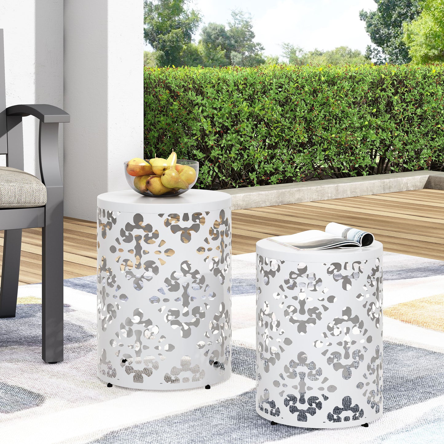 Metal (Set of 2) End Table - White
