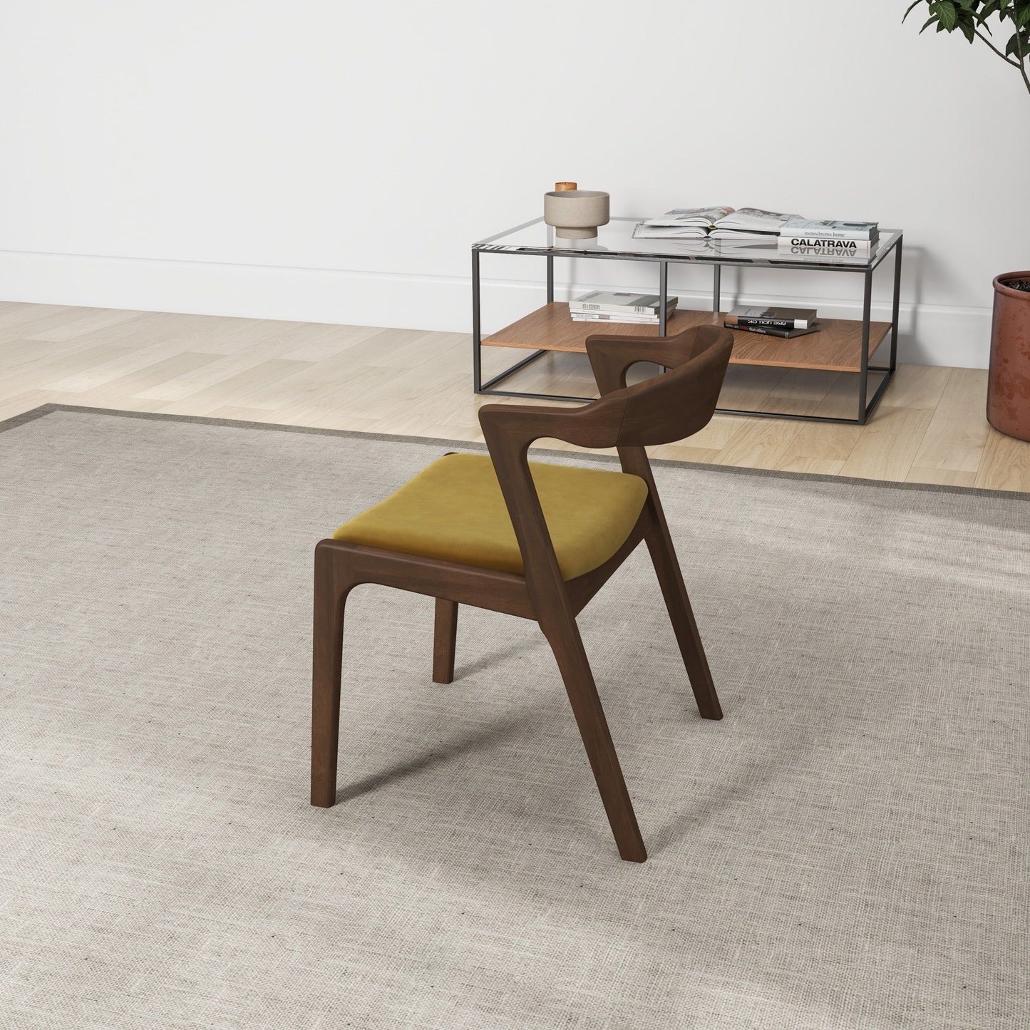 Dakota - Velvet Dining Chair (Set of 2) - Brown / Yellow