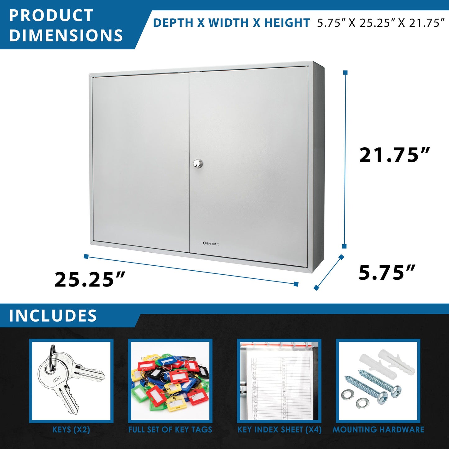 400 Key Adjustable Key Cabinet With Key Lock - Gray