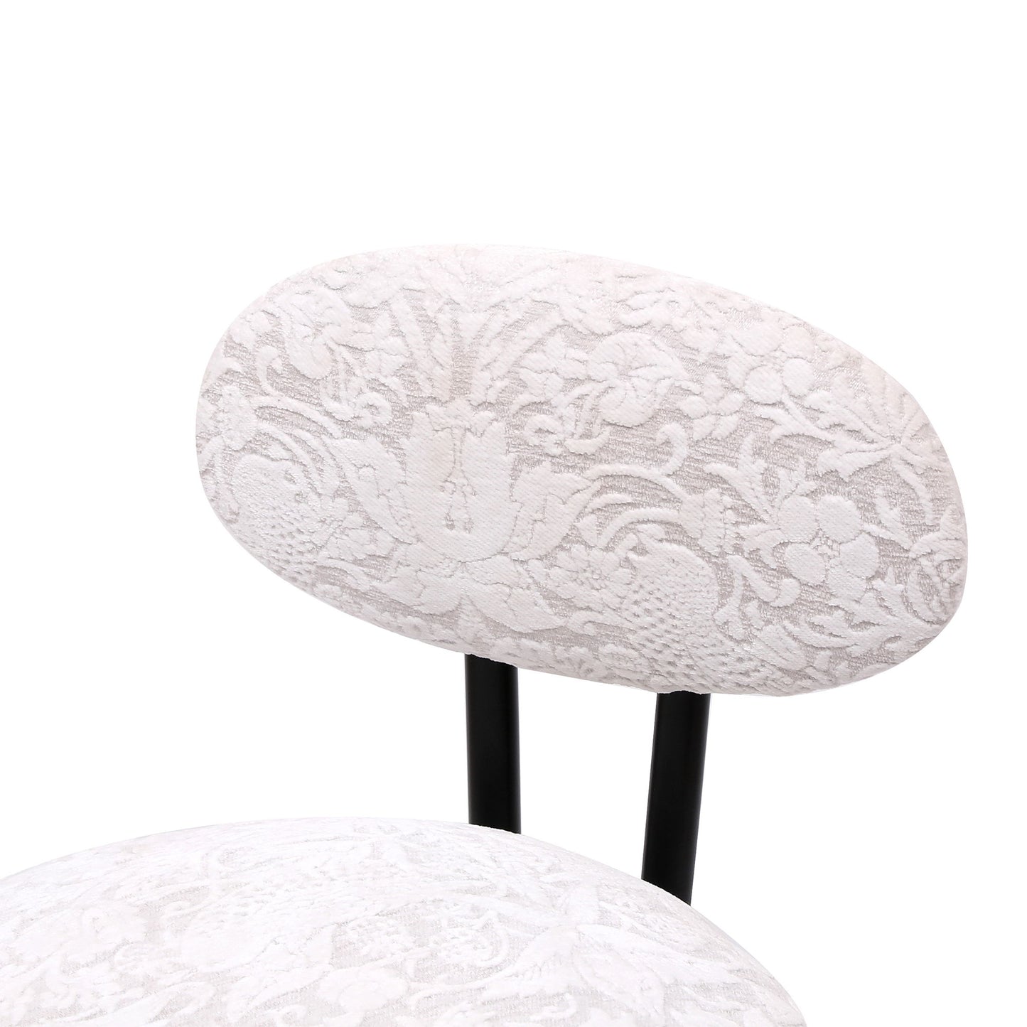 Round Print Bar Stools (Set of 2) Metal Upholstered Chairs For Kitchen Island & Dining Rooms - Black & White Print