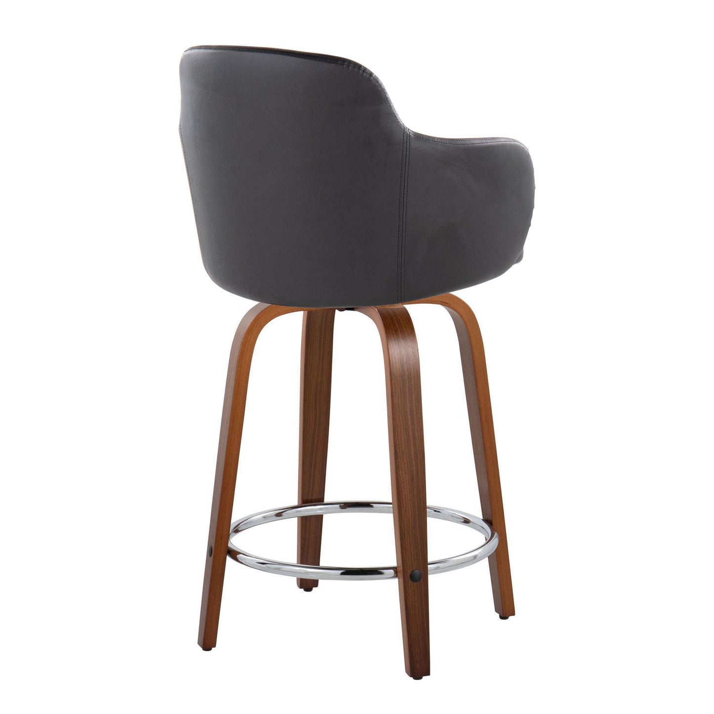 Boyne - Contemporary Fixed Height Counter Stool With Swivel With Round Footrest (Set of 2) - Walnut / Black