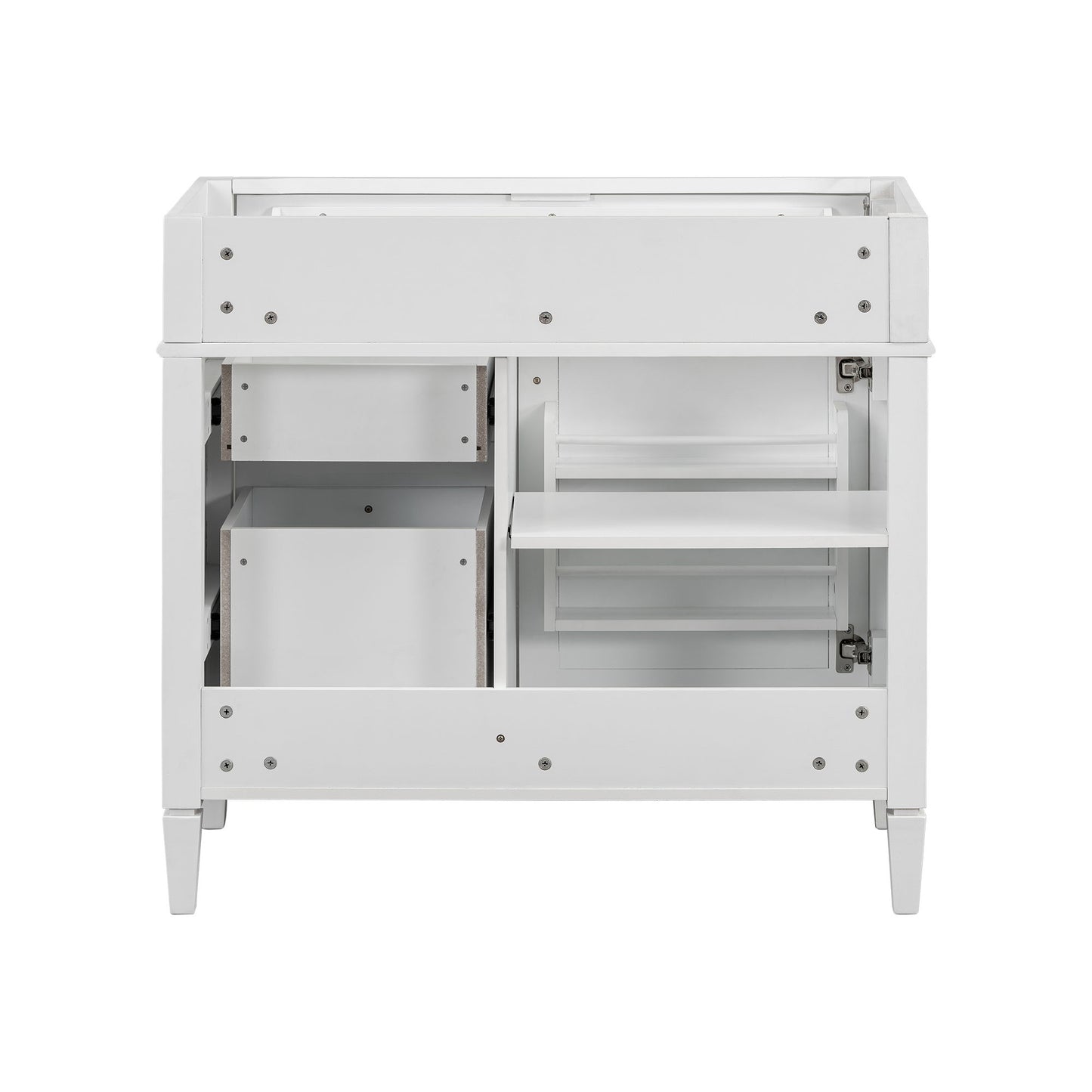 Bathroom Vanity Without Top Sink, Modern Bathroom Storage Cabinet With 2 Drawers And A Tip-Out Drawer, Frame (Not Include Basin Sink) - White