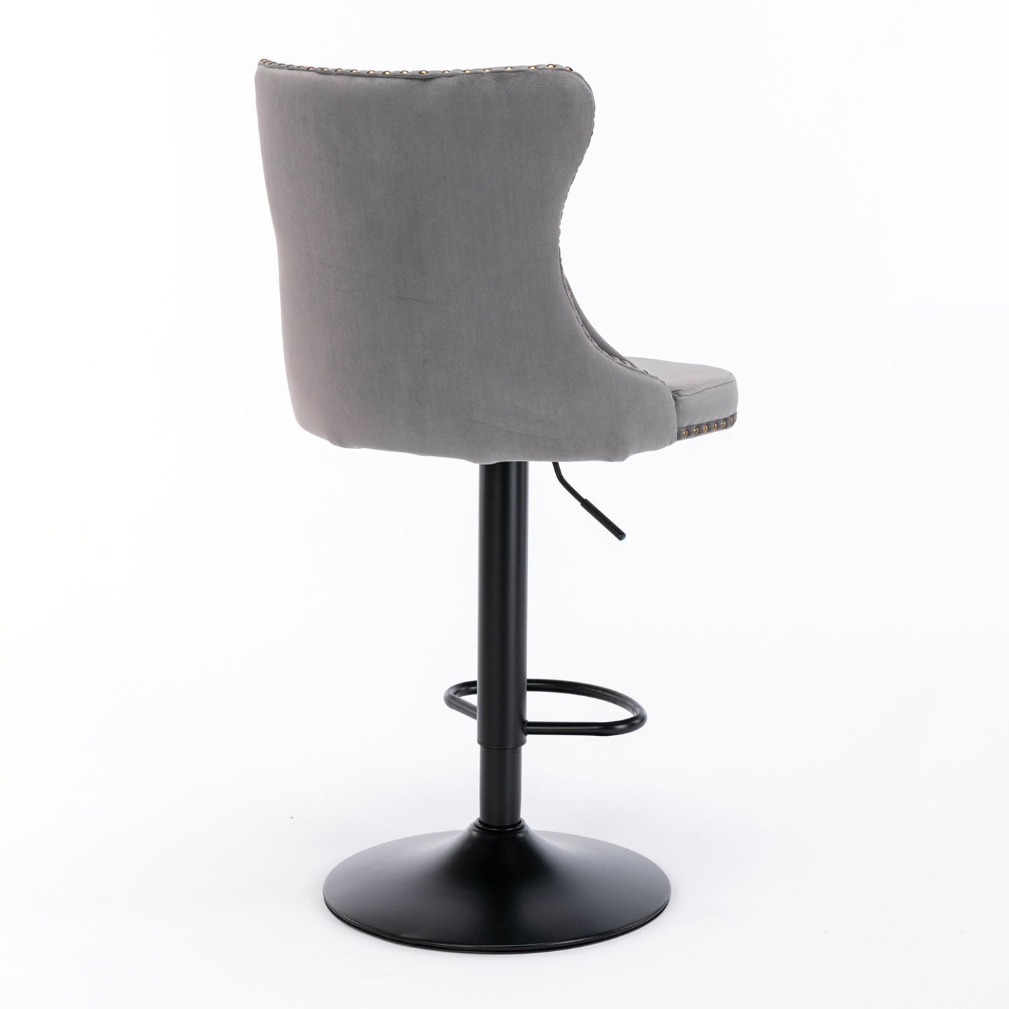 Swivel Velvet Barstools Adjusatble Seat Height , Modern Upholstered Bar Stools With Backs Comfortable Tufted For Home Pub And Kitchen Island (Set of 2) - Gray