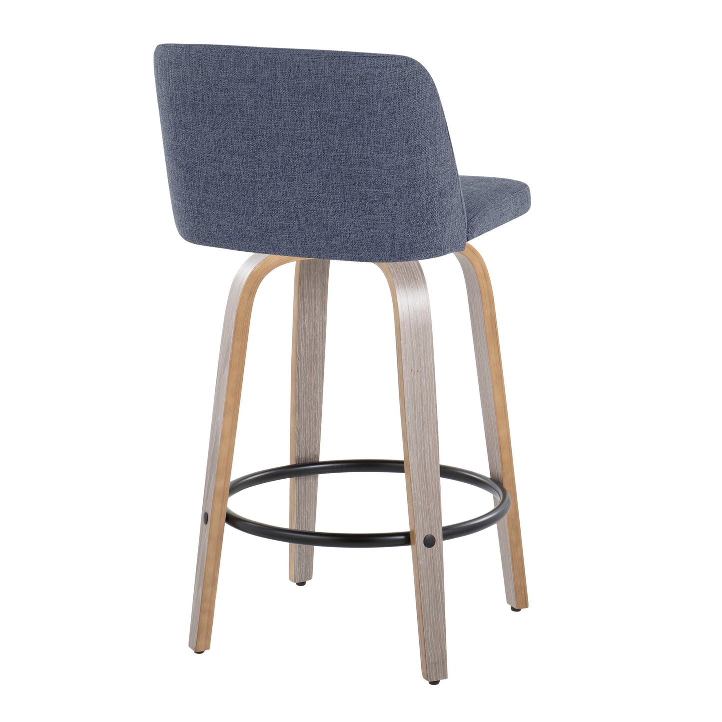 Toriano - Contemporary Fixed Height Counter Stool With Swivel With Round Footrest (Set of 2) - Light Gray / Blue