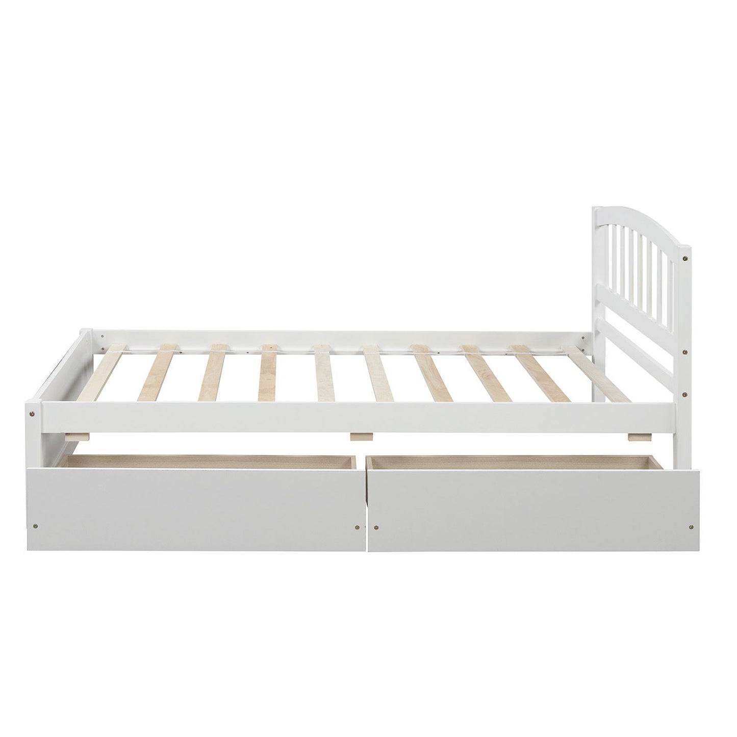 Twin Platform Storage Bed Frame With Two Drawers And Headboard - White