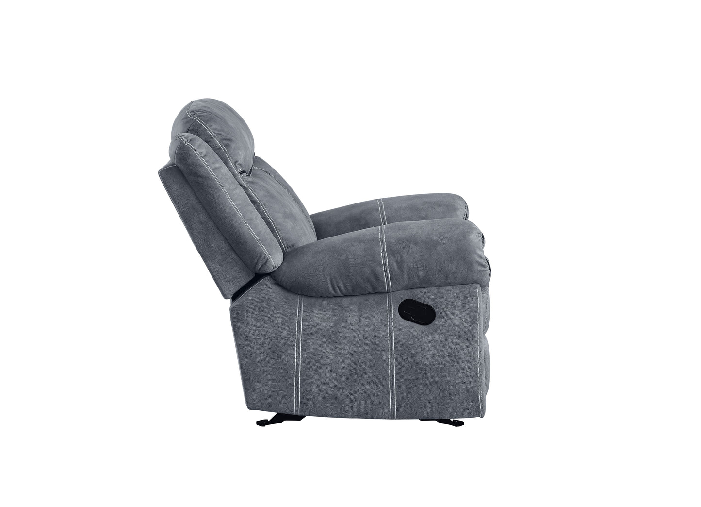 Zubaida - Two Tone Velvet 3 Piece Recliner Living Room Set - Gray