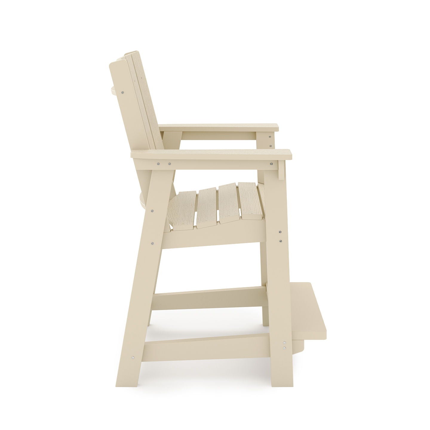 Modern Counter Chair Sleek HDPE Poly Lumber For Dining, Patio, And Garden Comfort - Beige