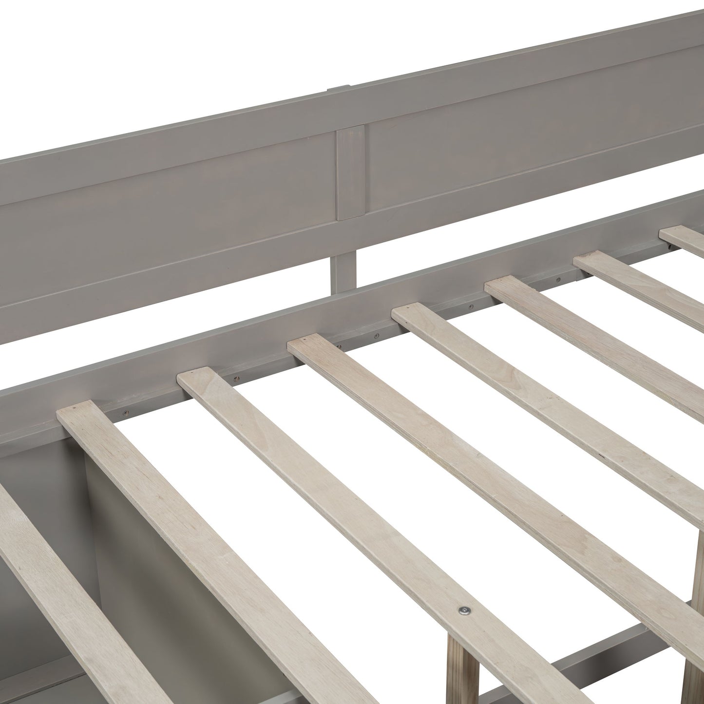 Full Size Daybed With Drawers And Shelves - Gray