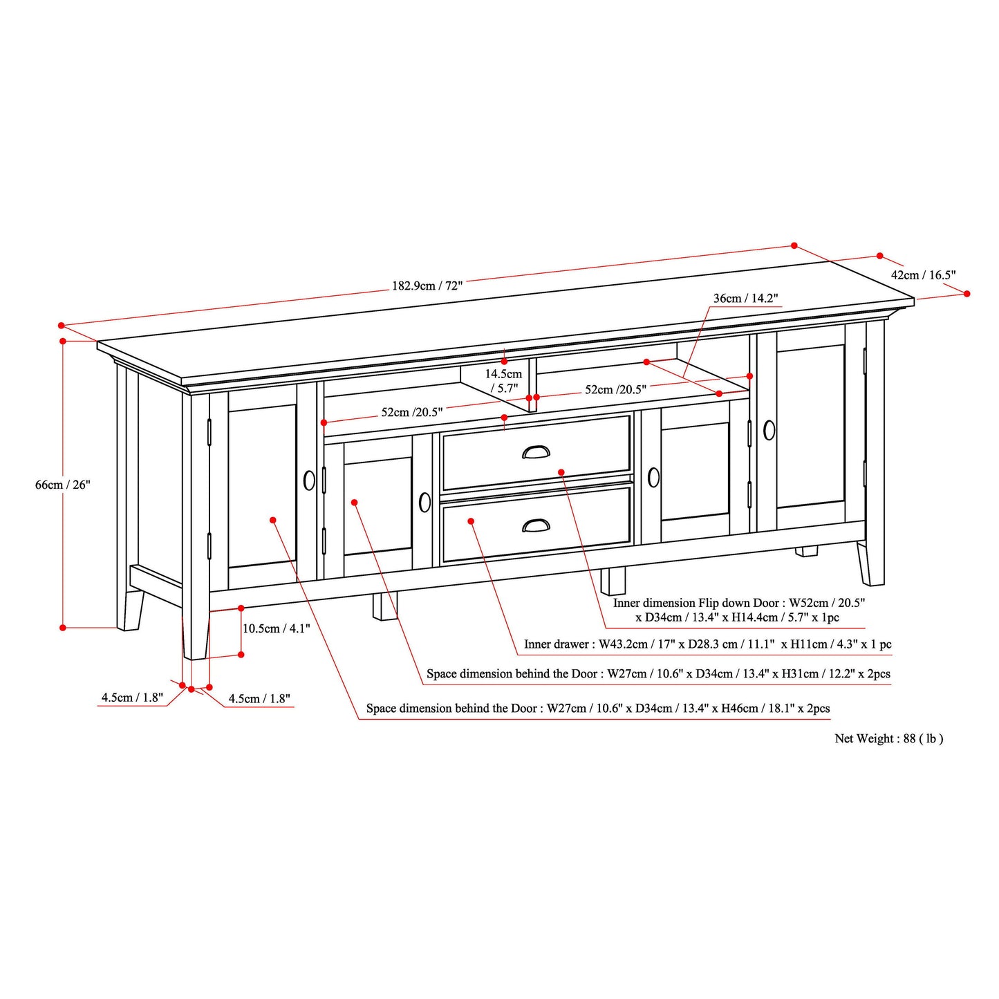 Redmond - TV Media Stand - Distressed Gray