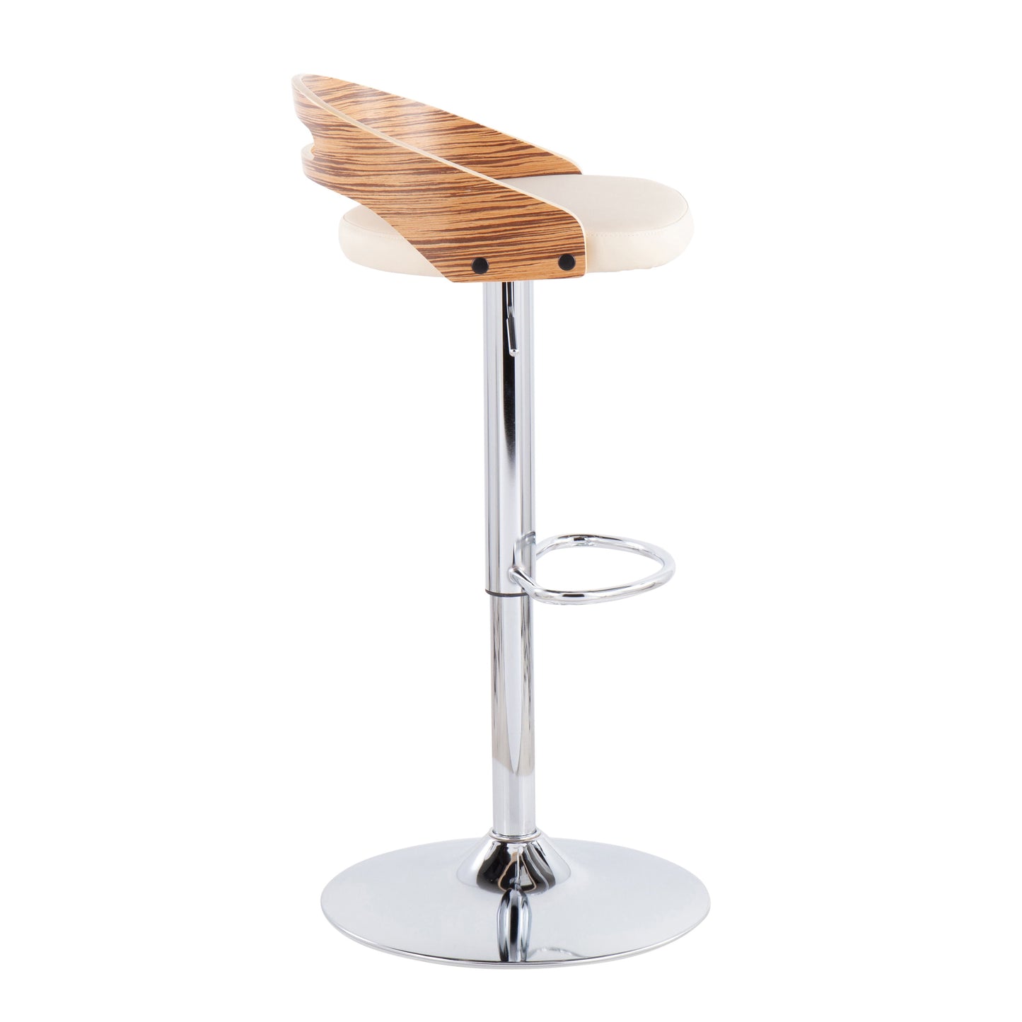 Cassis - Mid-Century Modern Adjustable Barstool With Swivel - Zebra / Cream