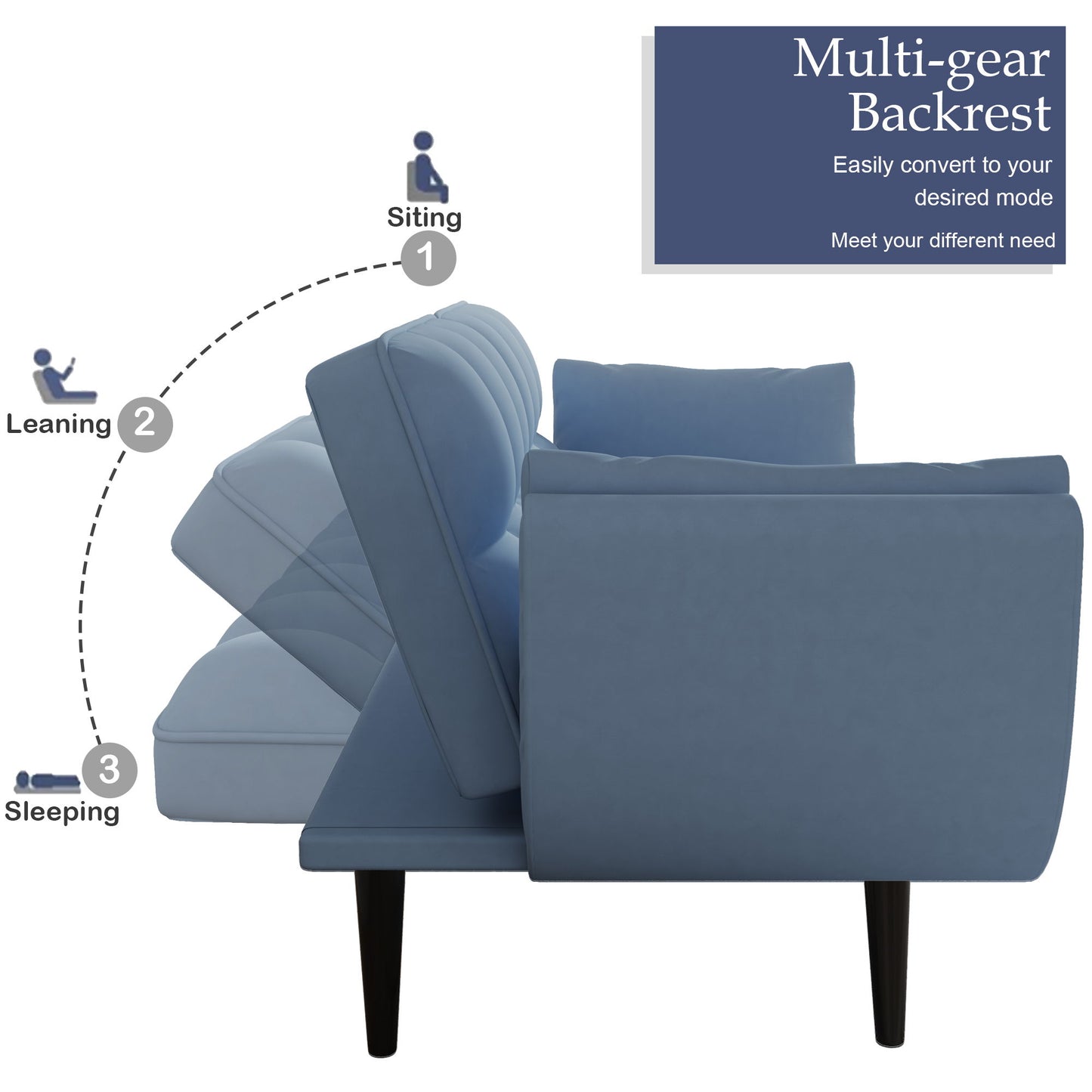 Sofa Soft Two Armrests Throw Pillow Pillow Comfortable Fit Apartment Bedroom Small Space - Antique Navy Blue