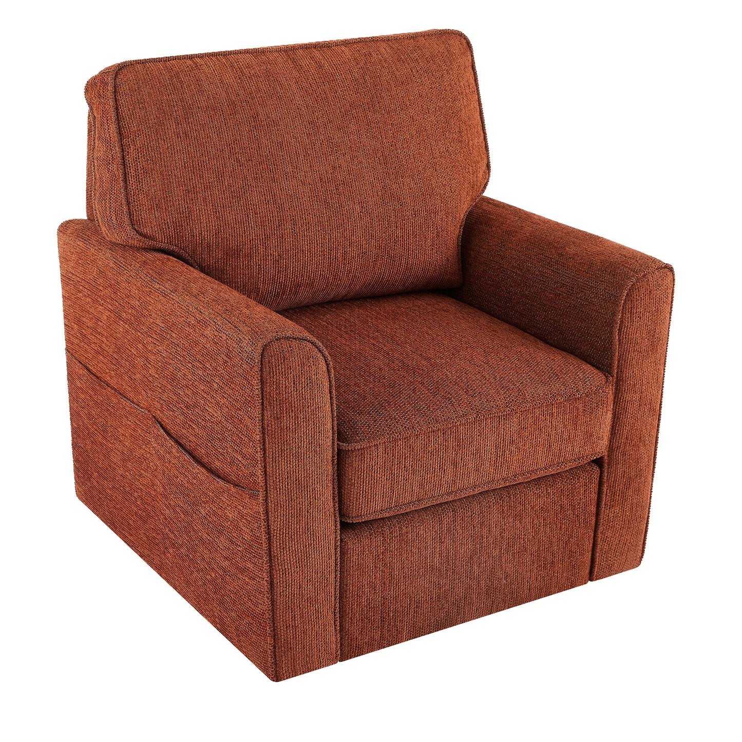 360 Degree Swivel Chair Accent Barrel Armchair With Side Pockets - Red