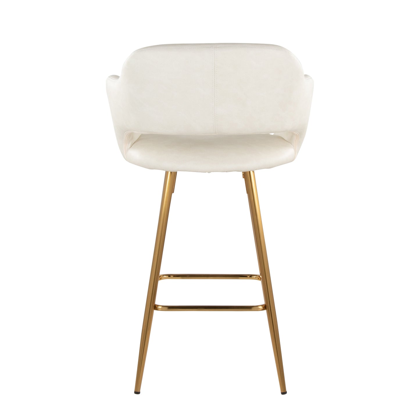 Margarite - Contemporary Fixed Height Counter Stool With Square Footrest (Set of 2) - Gold / Cream Gold