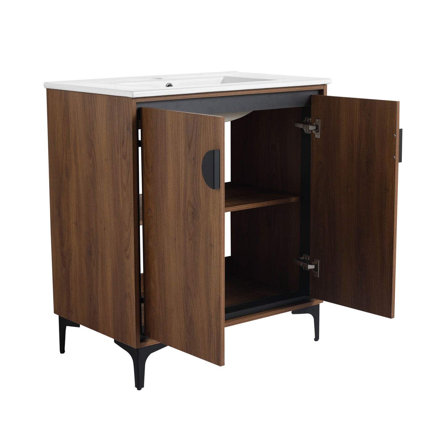 Bathroom Vanity Freestanding Cabinet With Sink - Brown
