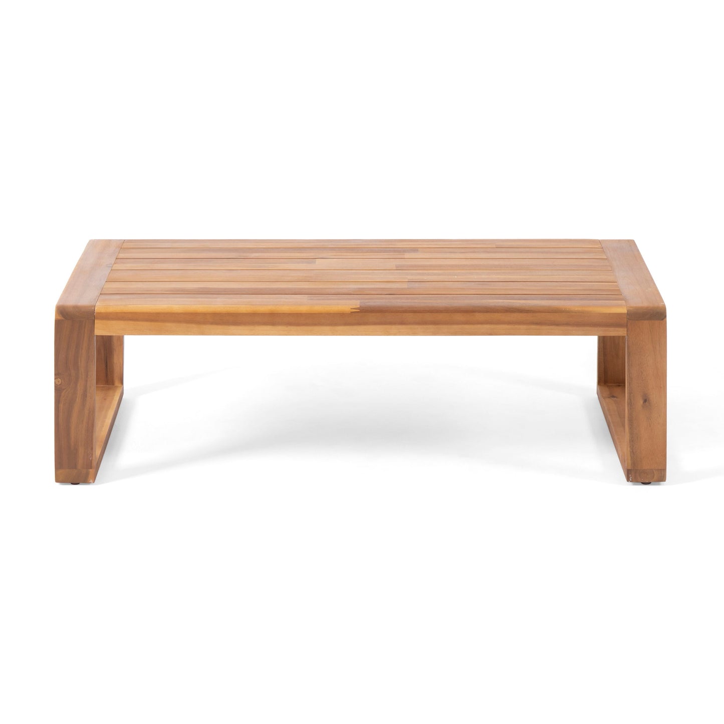 Paloma - Loveseat And Coffee Table Set With Adirondack Design Acacia Wood And Waterproof Fabric - Teak / Beige