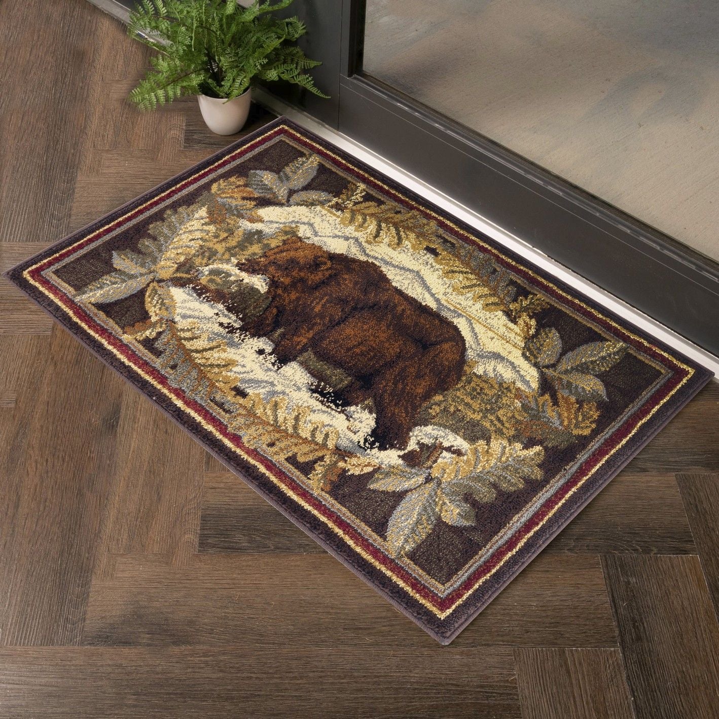 Nature's Nest - 7'10" X 10'3" Lodge Area Rug - Multi, Brown