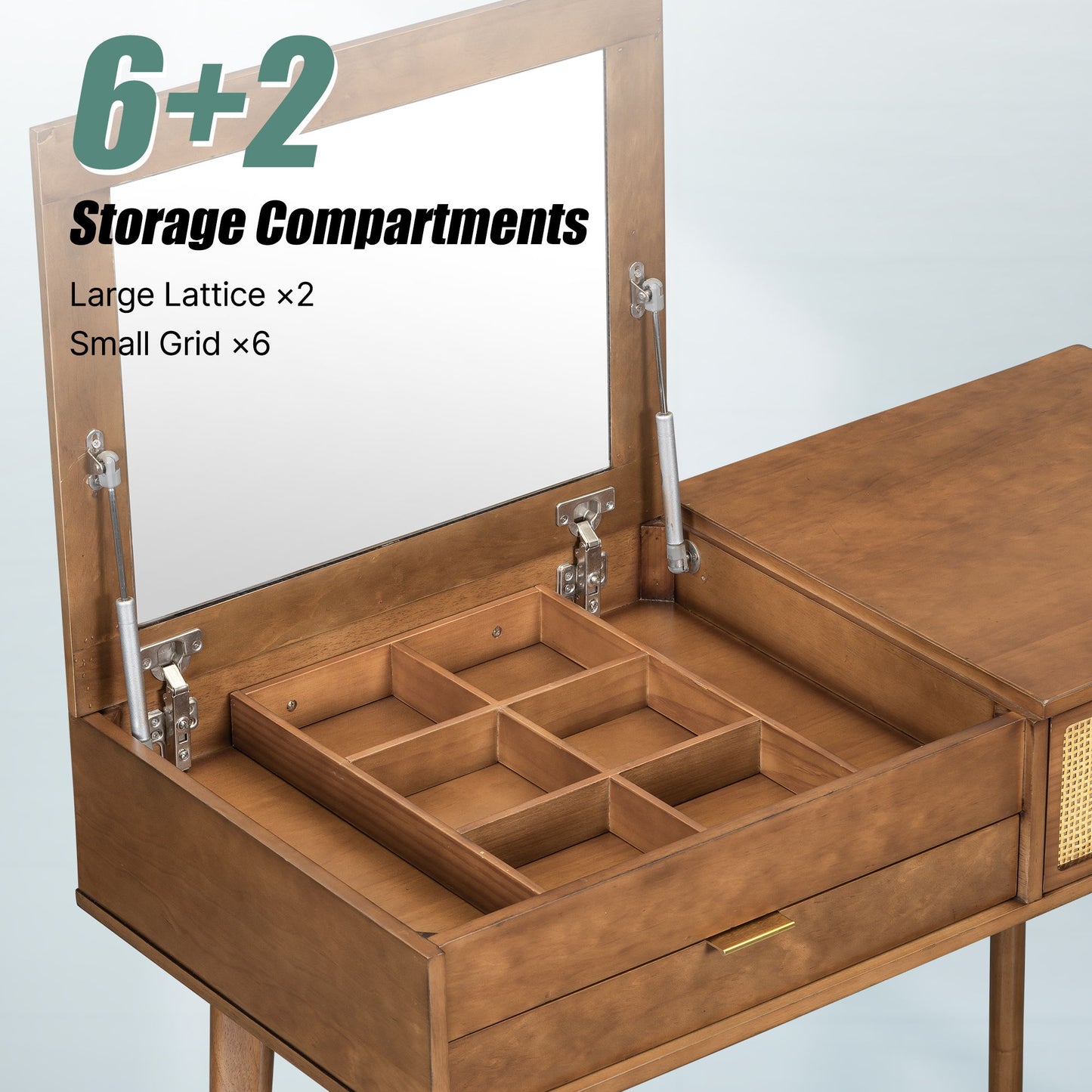 Classic Wood Makeup Vanity Set With Flip-Top Mirror And Stool, Dressing Table With Three Drawers And Storage Space - Brown