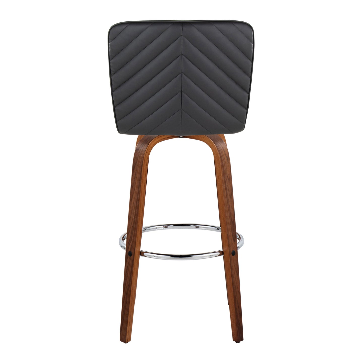 Henry - Contemporary Fixed Height Barstool With Swivel With Round Footrest (Set of 2) - Walnut / Black