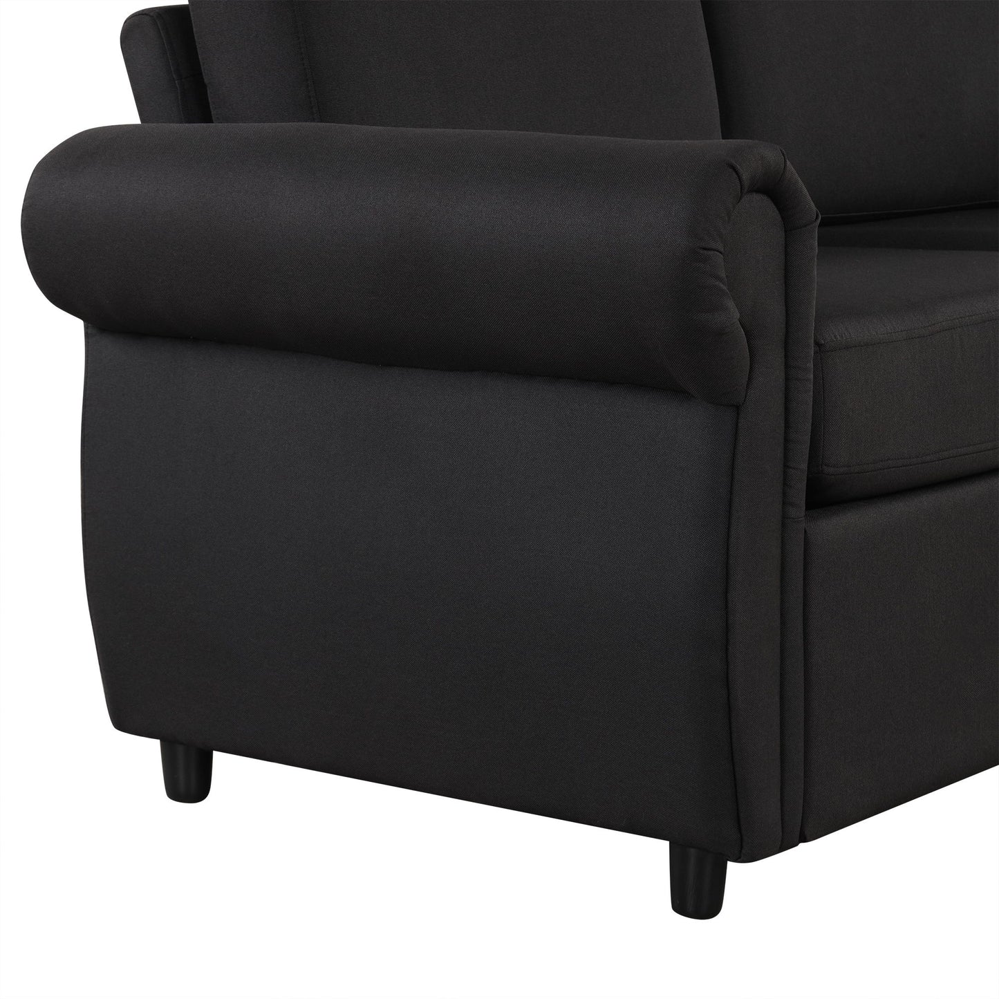 Pull Out Sofa Bed Loveseat Sleeper With Twin Size Memory Mattress With Two USB Ports For Living Room Spaces - Black