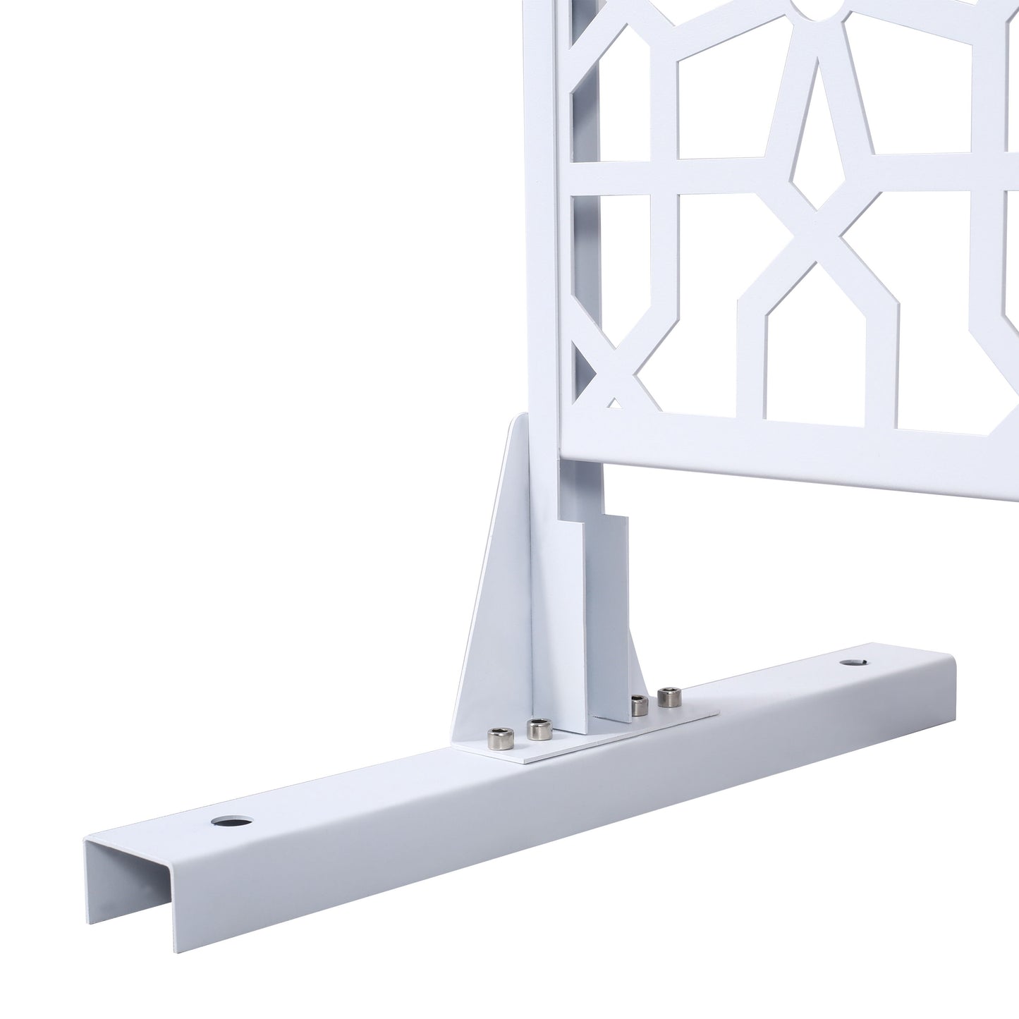 Outdoor & Indoor Metal Privacy Screen Freestanding Decorative Privacy Screen - White