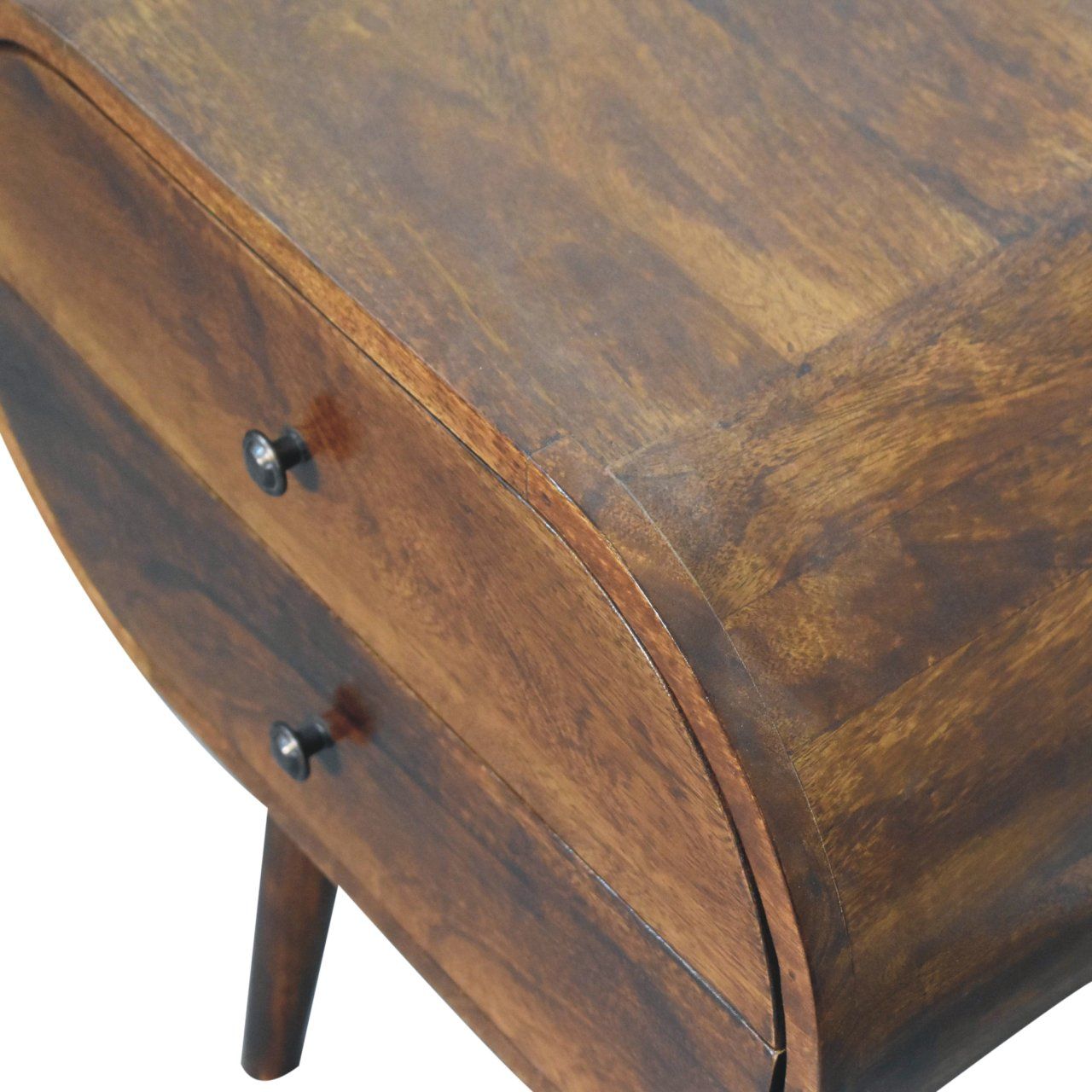 Large Circular Bedside Table - Brown