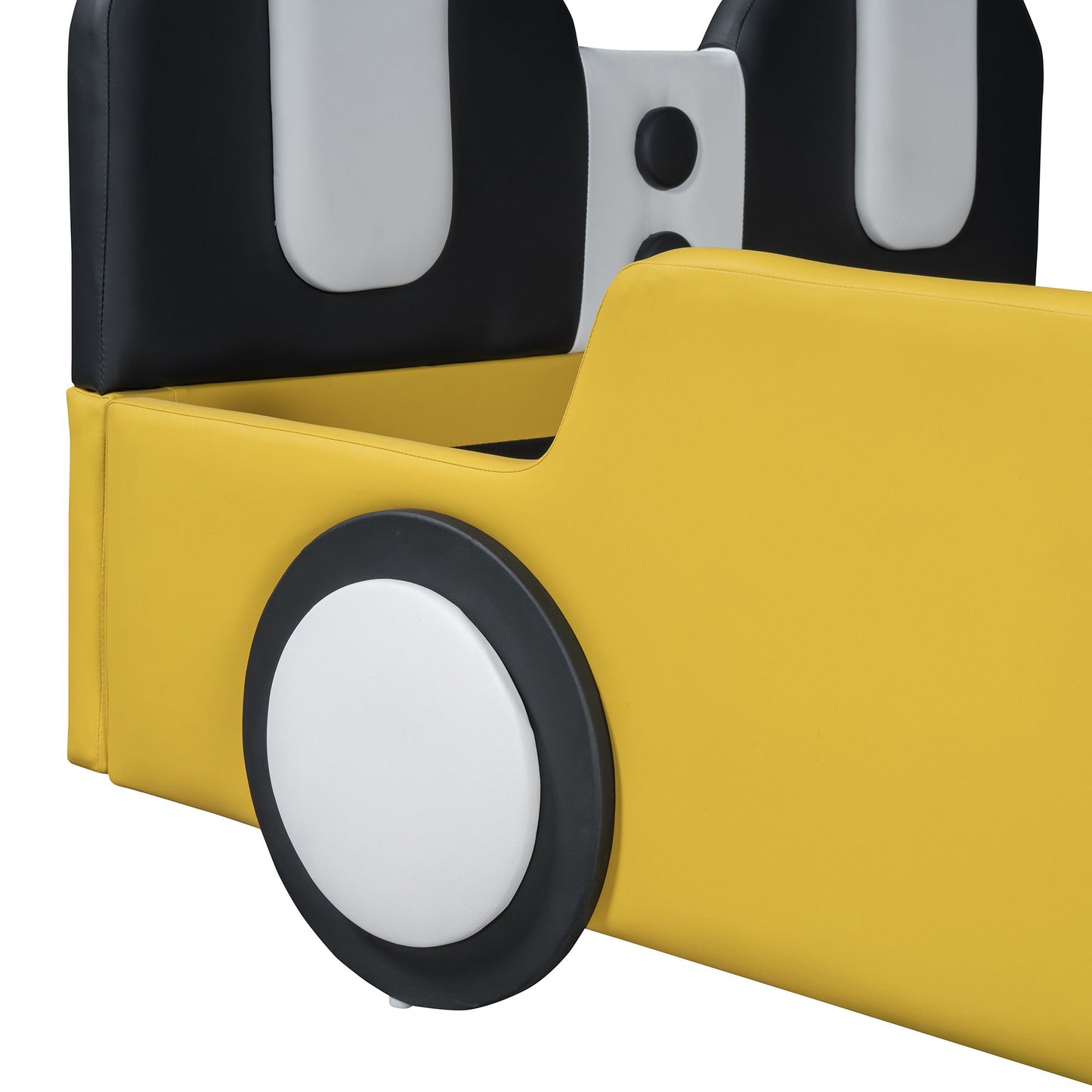 Twin Size Race Car Shaped Platform Bed With Wheels - Yellow