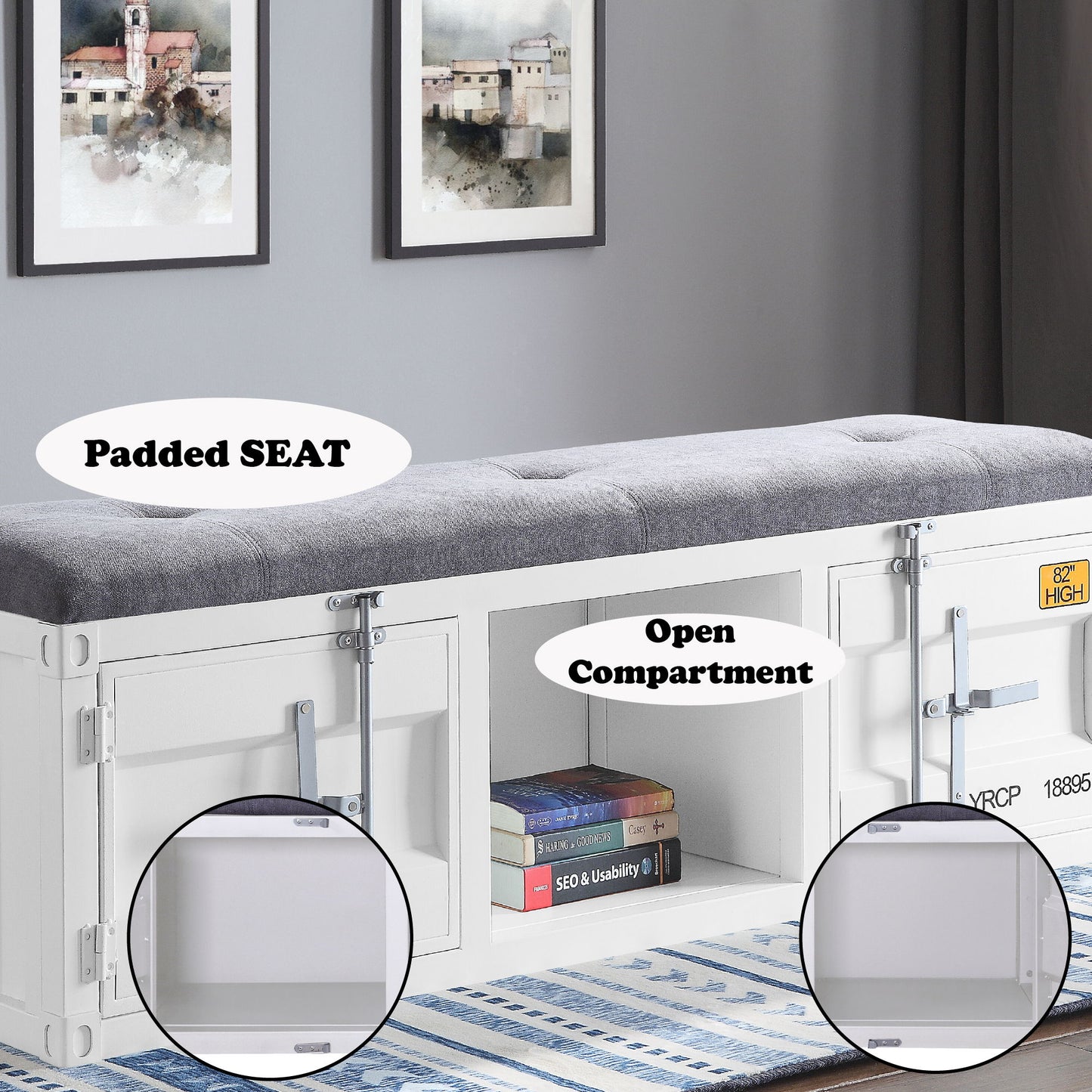 Cargo - Bench With Storage - Gray / White