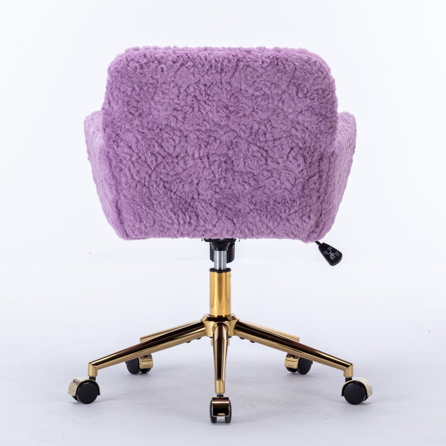 Office Chair, Artificial Rabbit Hair Home Office Chair With Golden Metal Base, Adjustable Desk Chair Swivel Office Chair, Vanity Chair - Violet