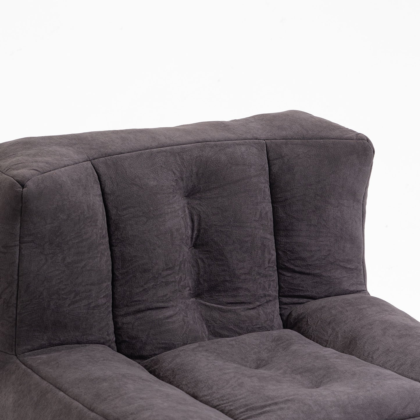 Fluffy Bean Bag Chair, Comfortable Bean Bag For Adults And Children, Super Soft Lazy Sofa Chair With Memory Foam And Ottoman, Indoor Modern Focus Bean Bag Chair For Living Room, Bedroom, Apartment - Black
