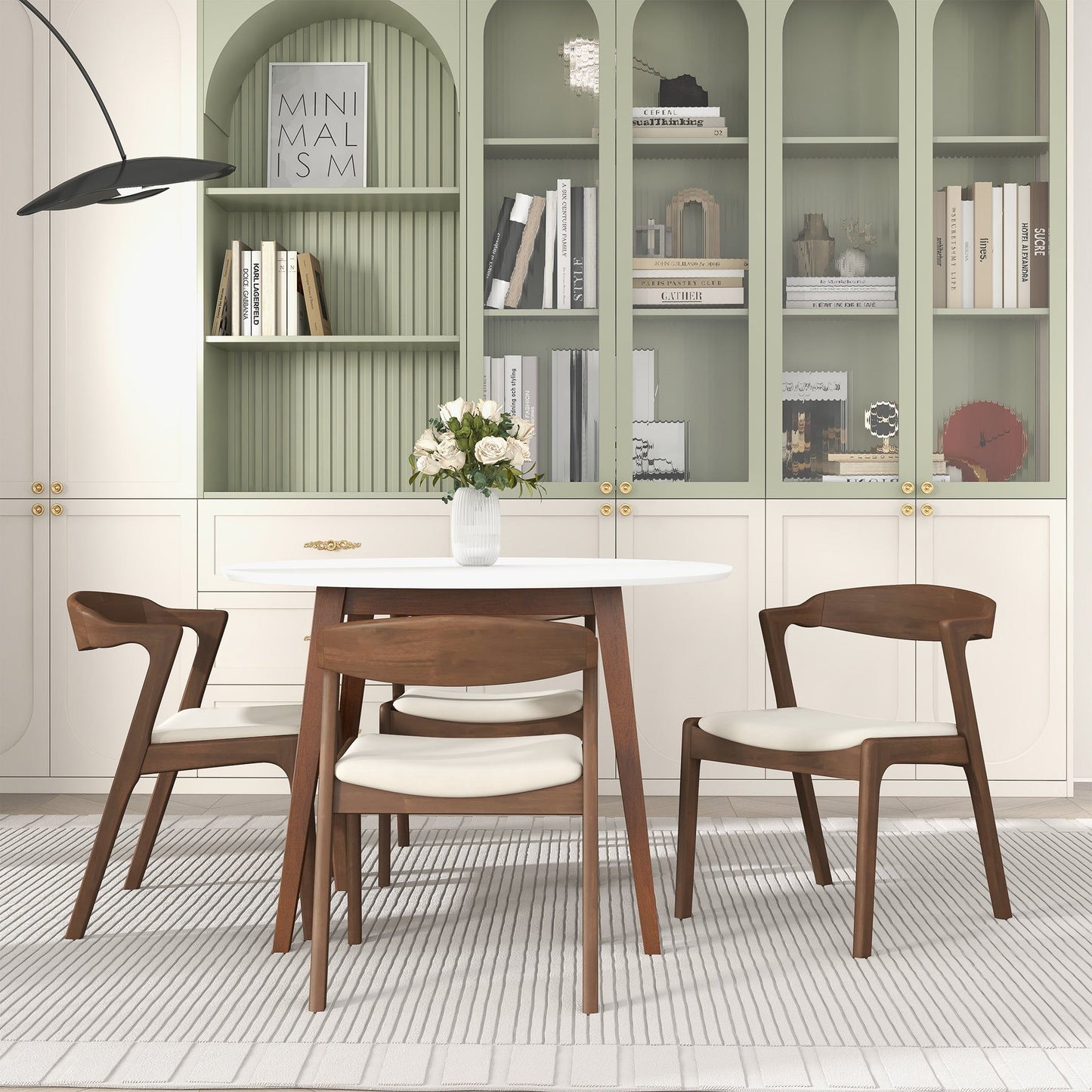 Dakota - Velvet Dining Chair (Set of 2) - Cream White / Dark Brown