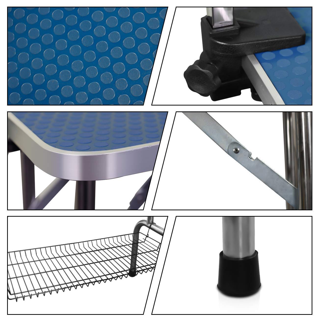 Folding Dog Pet Grooming Table Heavy Duty Stainless Steel Pet Dog Cat Grooming Table - Blue