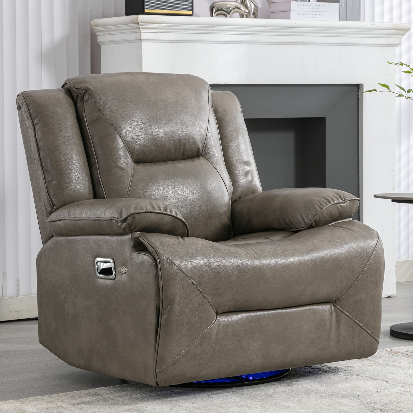 360ÔøΩÔøΩ Swivel And Rocking Home Theater Recliner Manual Recliner Chair With A Led Light Strip For Living Room - Gray