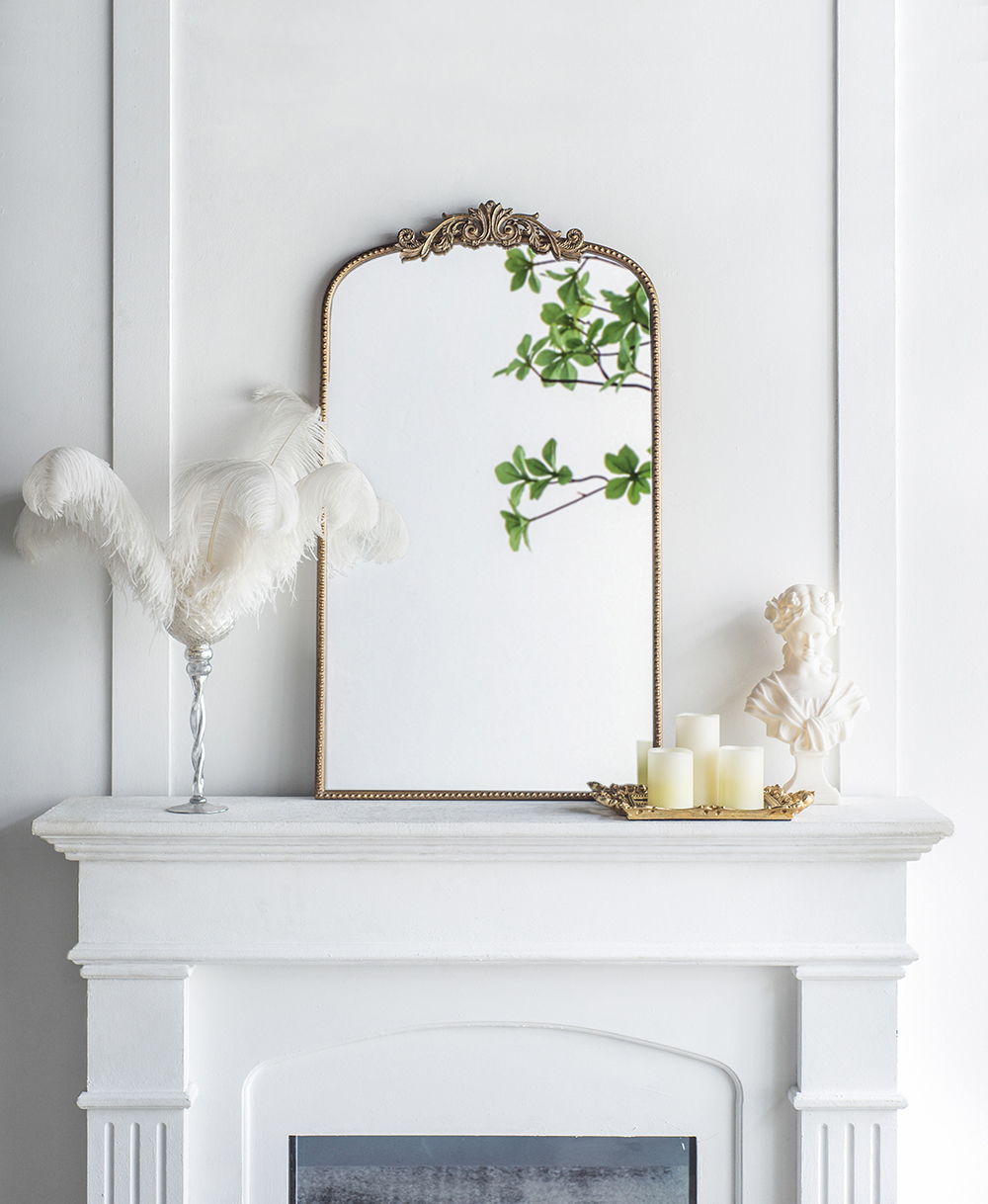 Arch Mirror, Baroque Inspired Wall Decor For Bathroom, Bedroom, Living Room - Gold